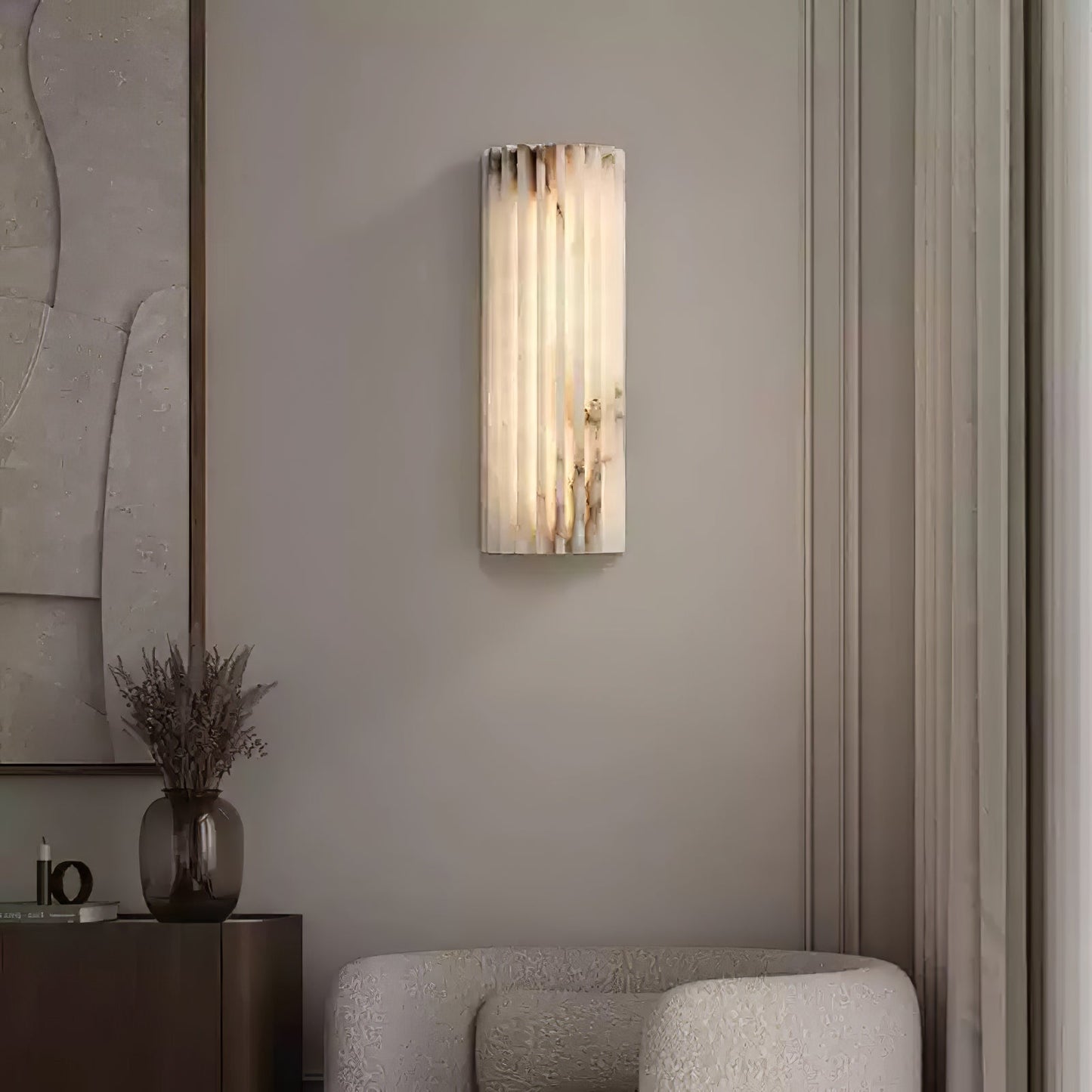 Alvia Alabaster Hand‑Carved Wall Light with Integrated LED