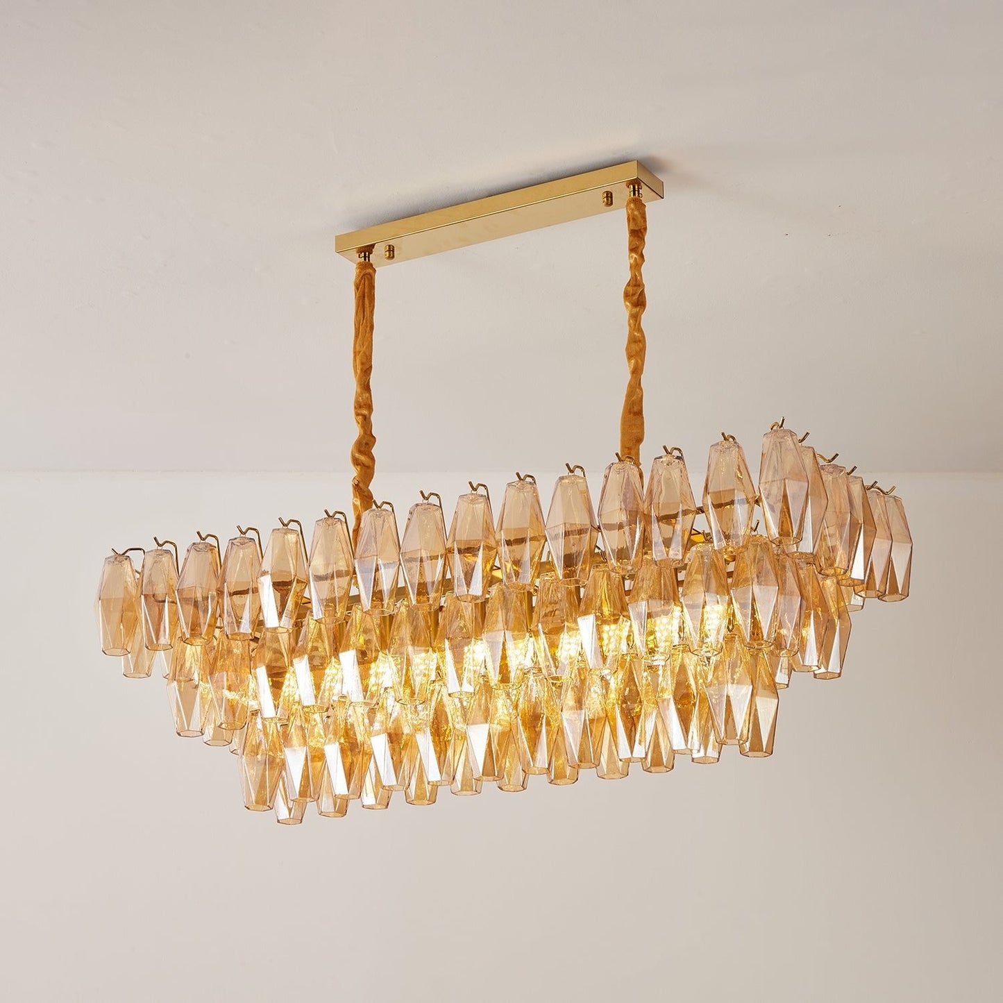 Amber Prism Glass Chandelier - YIOSI