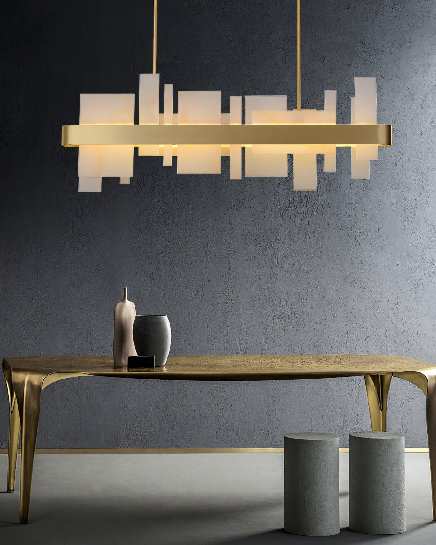Amelie Brushed Brass & White LED Chandelier – Modern Luxury Lighting