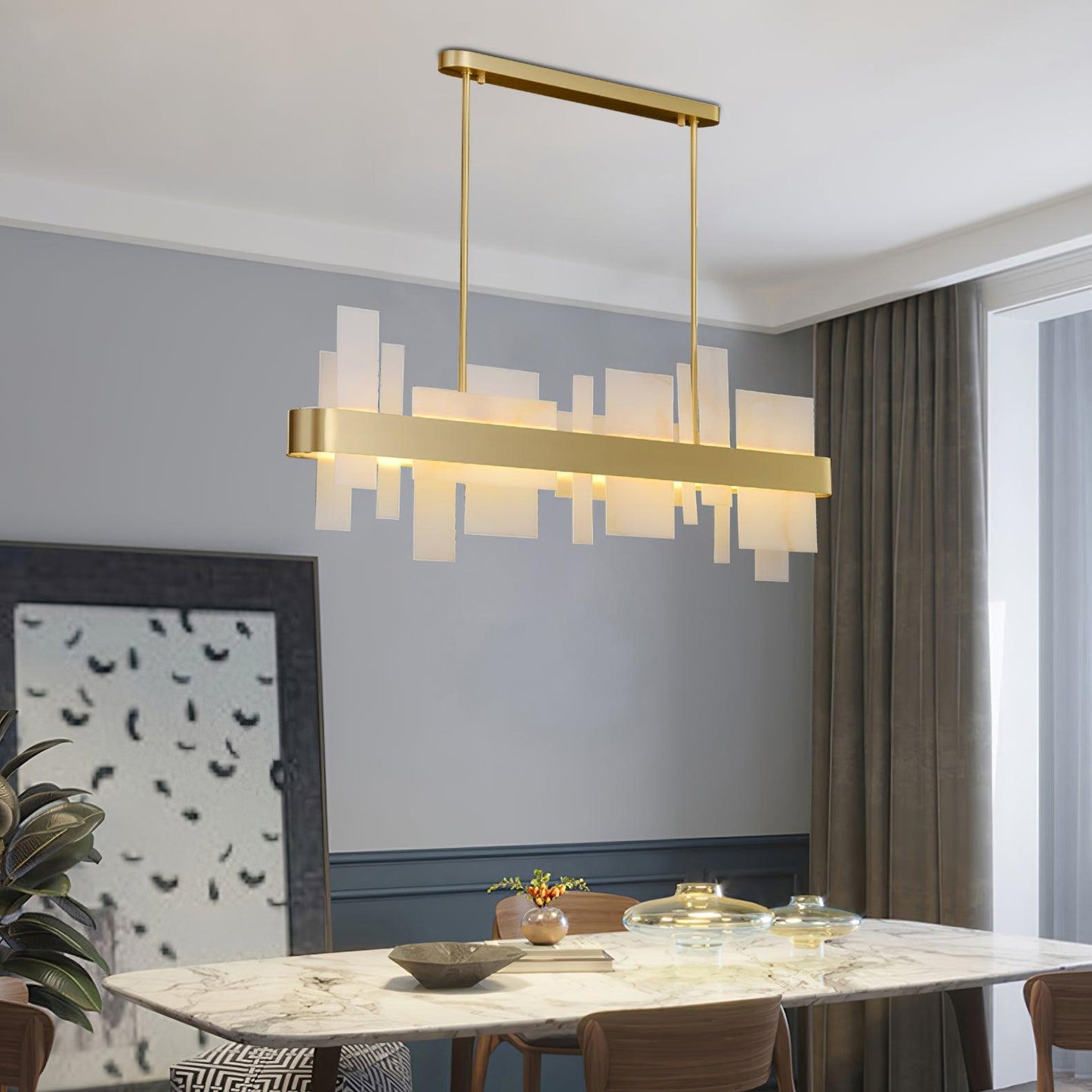 Amelie Brushed Brass & White LED Chandelier – Modern Luxury Lighting