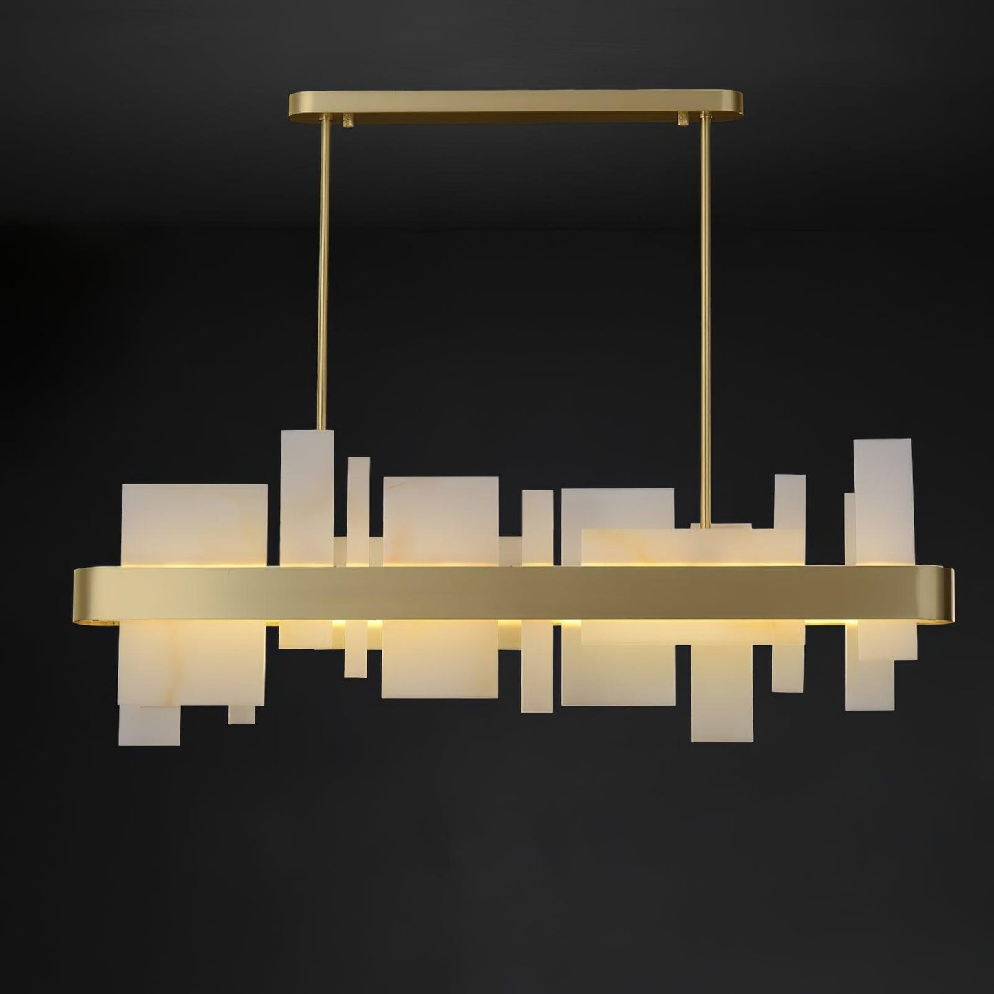 Amelie Brushed Brass & White LED Chandelier – Modern Luxury Lighting