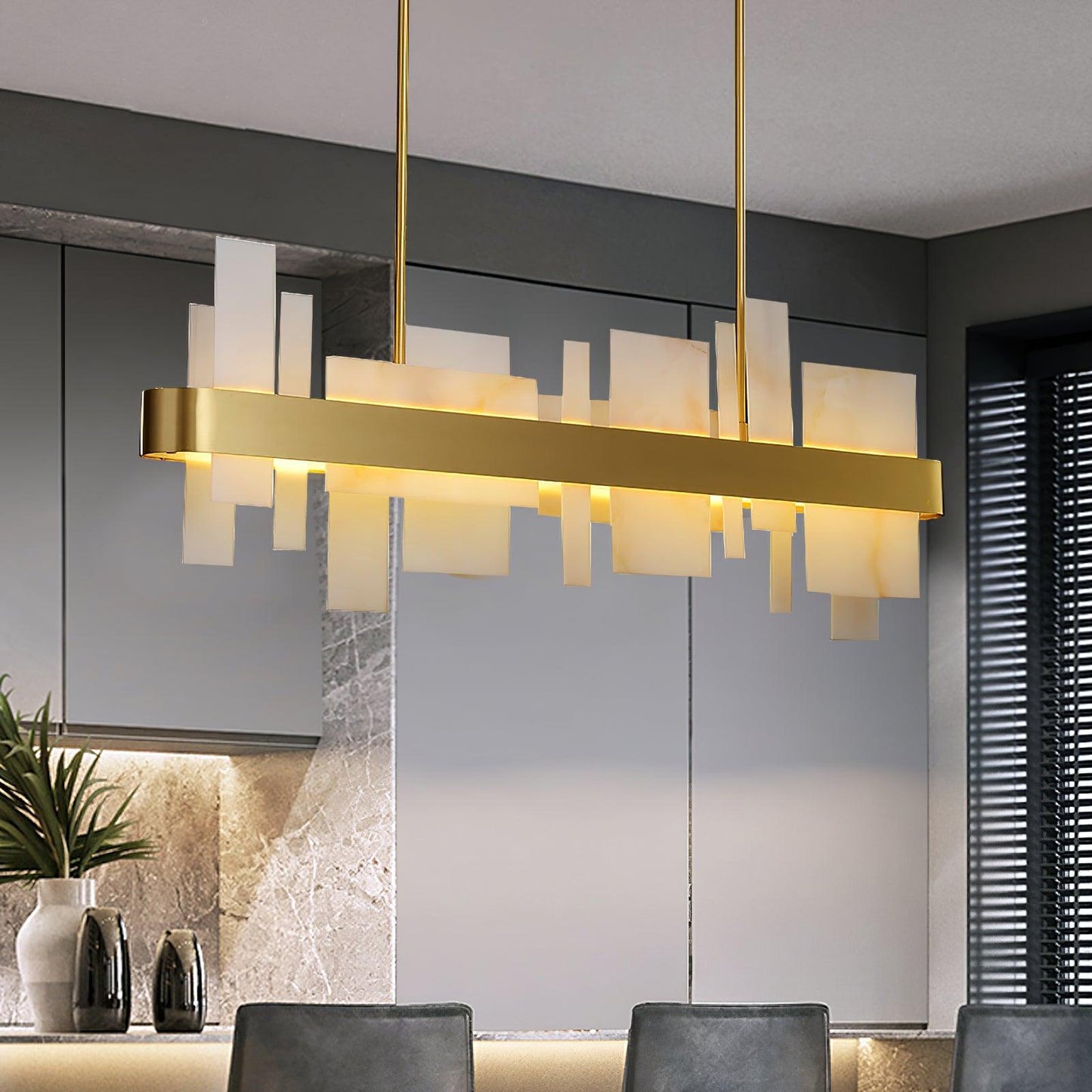 Amelie Brushed Brass & White LED Chandelier – Modern Luxury Lighting