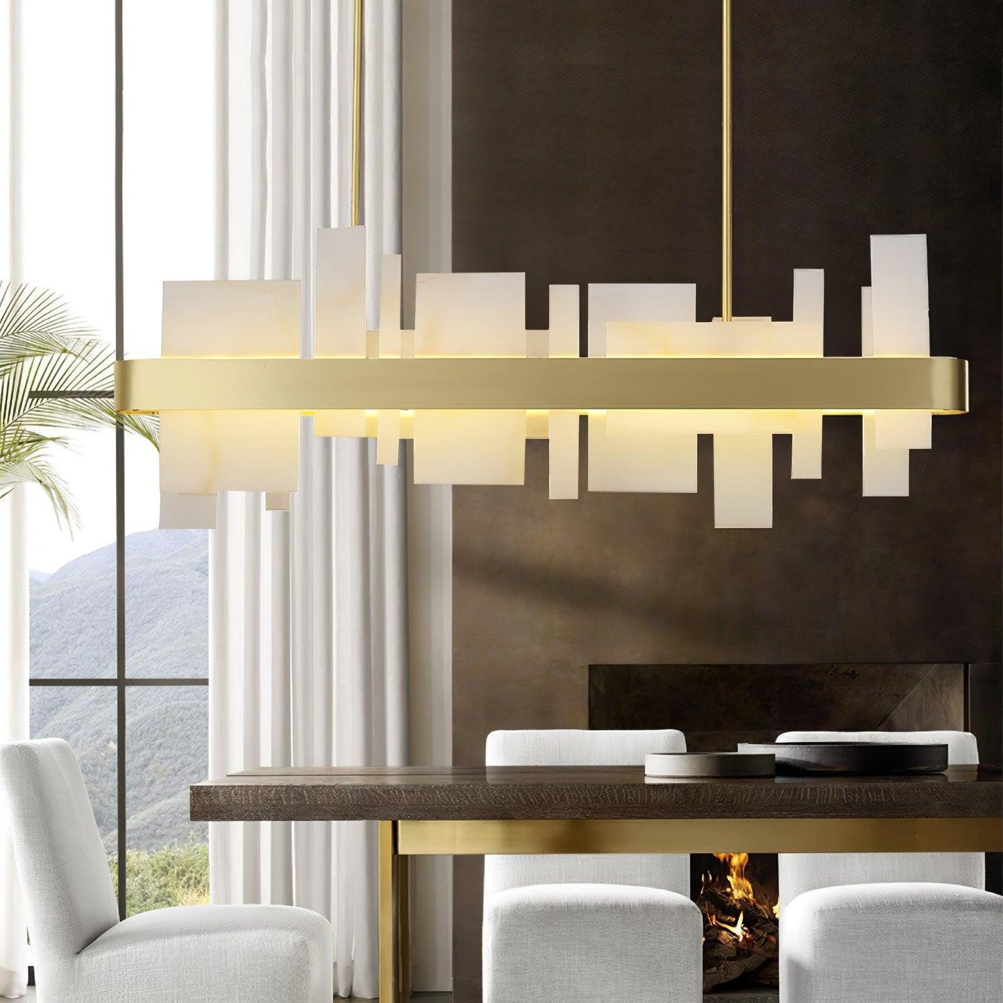 Amelie Brushed Brass & White LED Chandelier – Modern Luxury Lighting