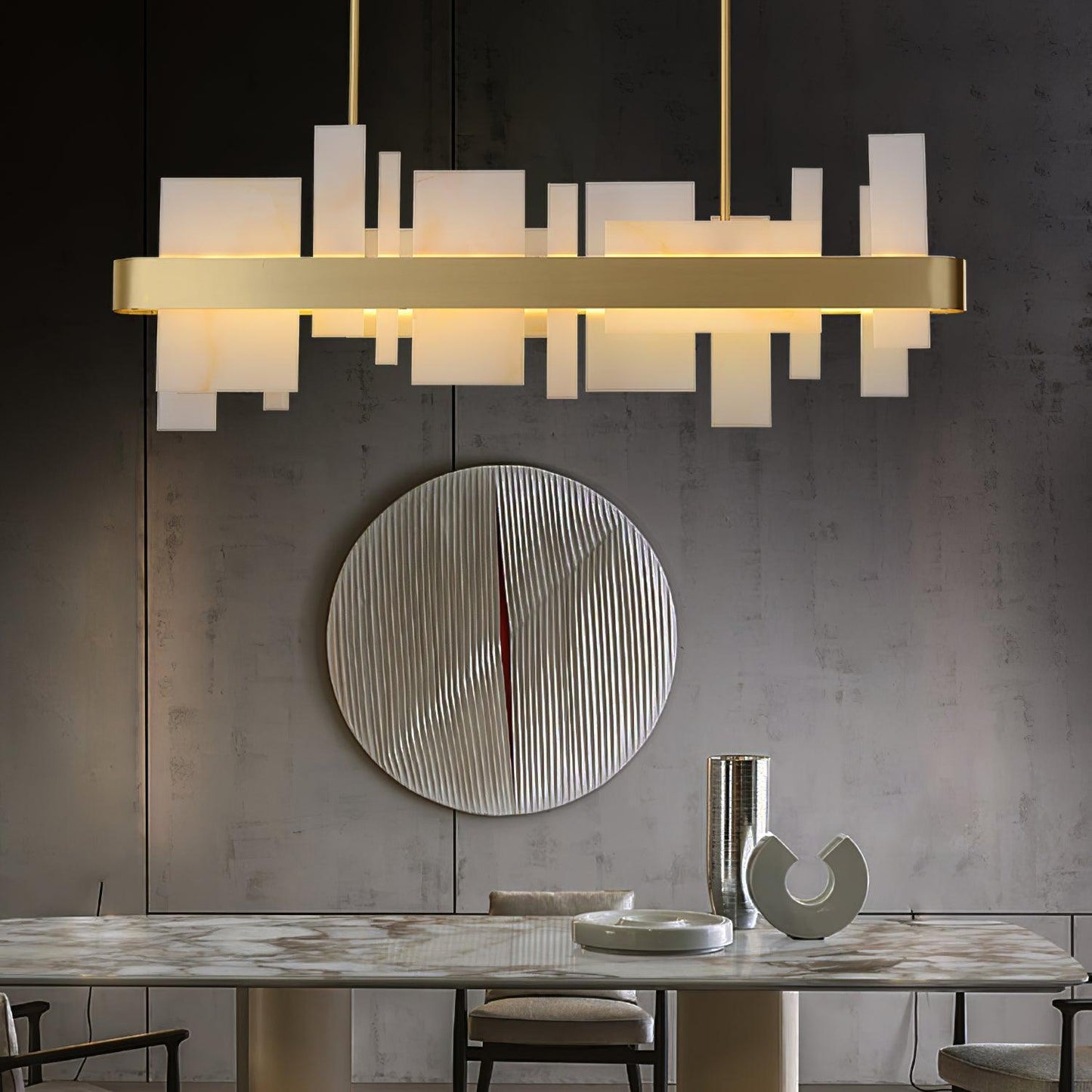 Amelie Brushed Brass & White LED Chandelier – Modern Luxury Lighting