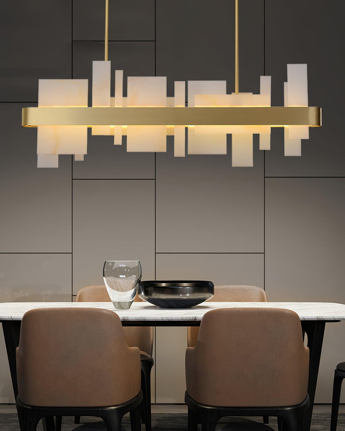 Amelie Brushed Brass & White LED Chandelier – Modern Luxury Lighting