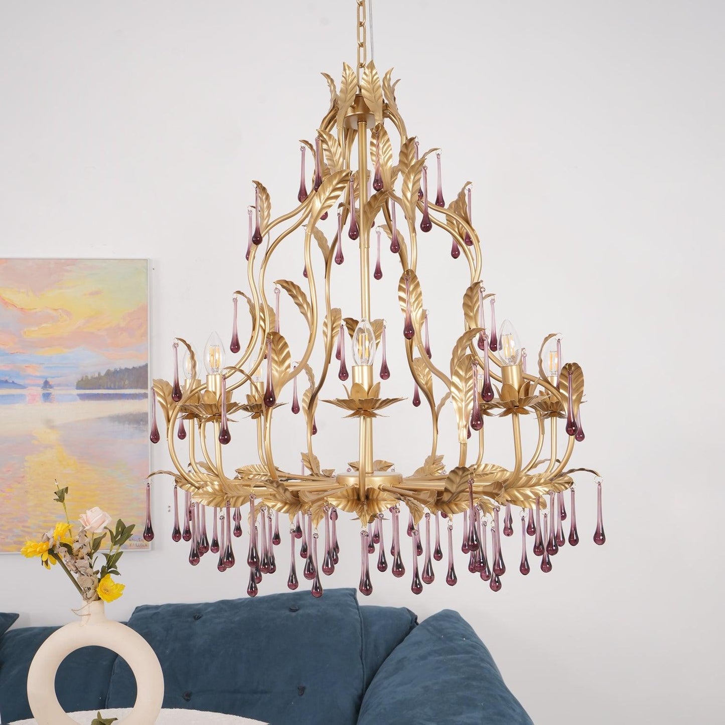 Amethyst Drops Crystal Chandelier - YIOSI