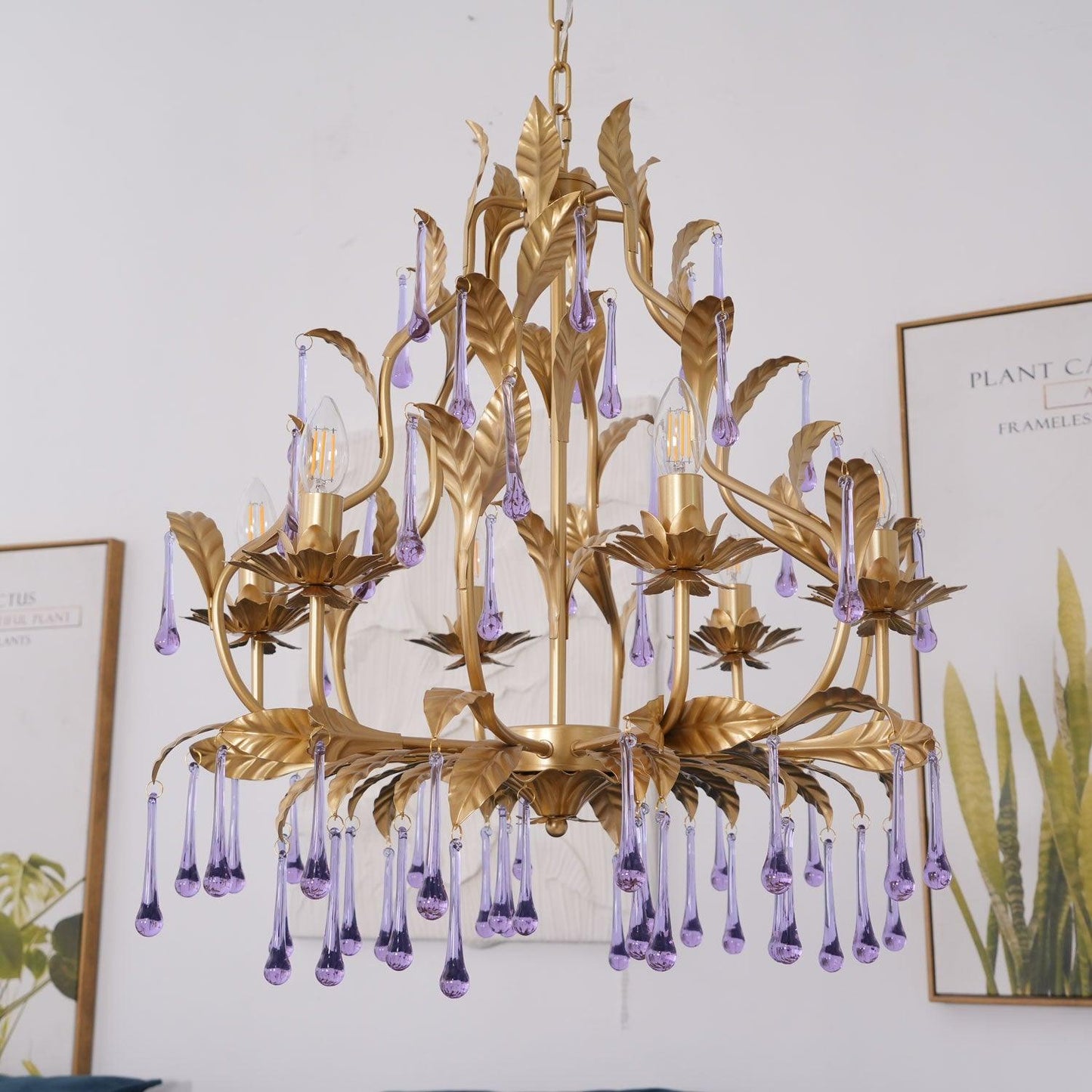Amethyst Drops Crystal Chandelier - YIOSI