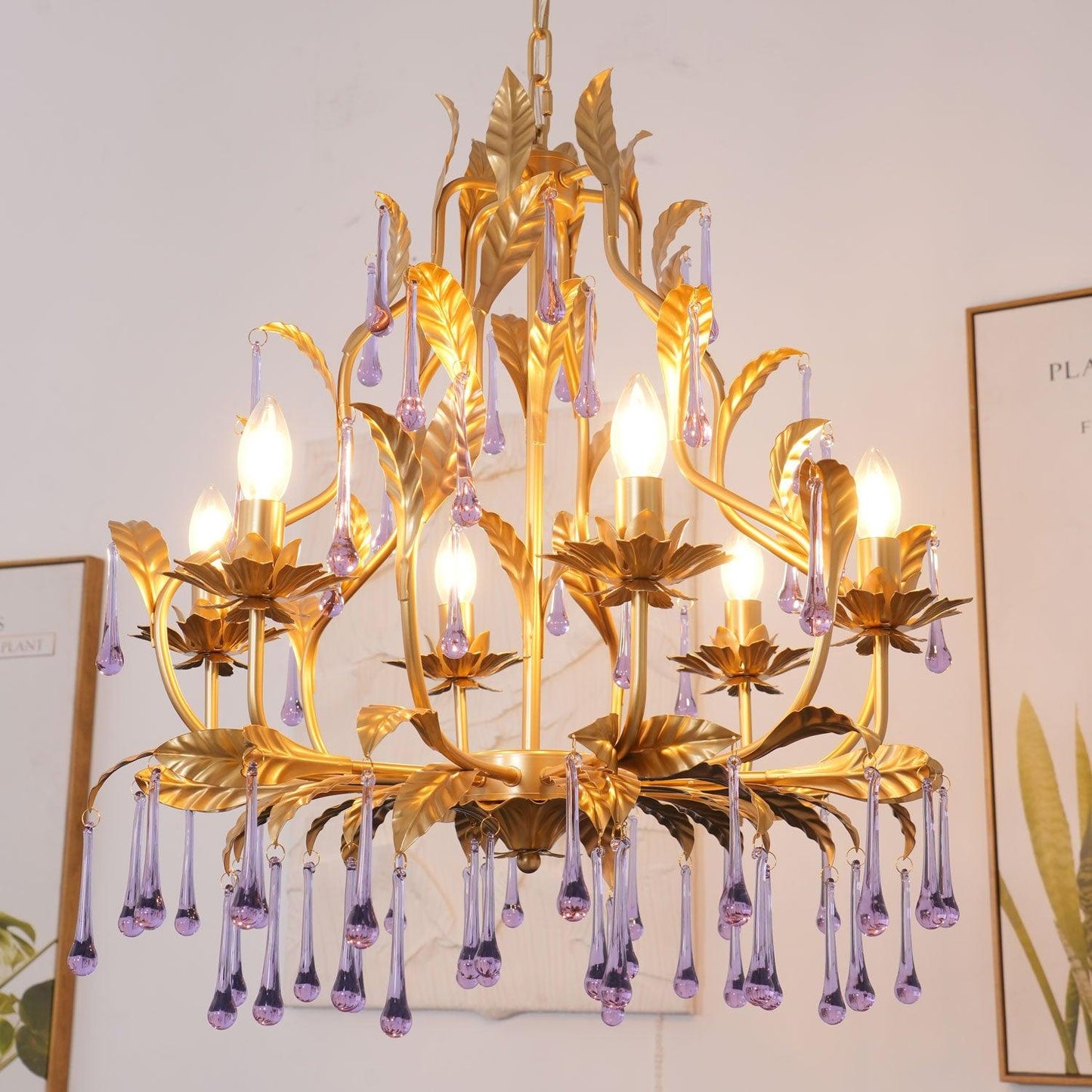 Amethyst Drops Crystal Chandelier - YIOSI