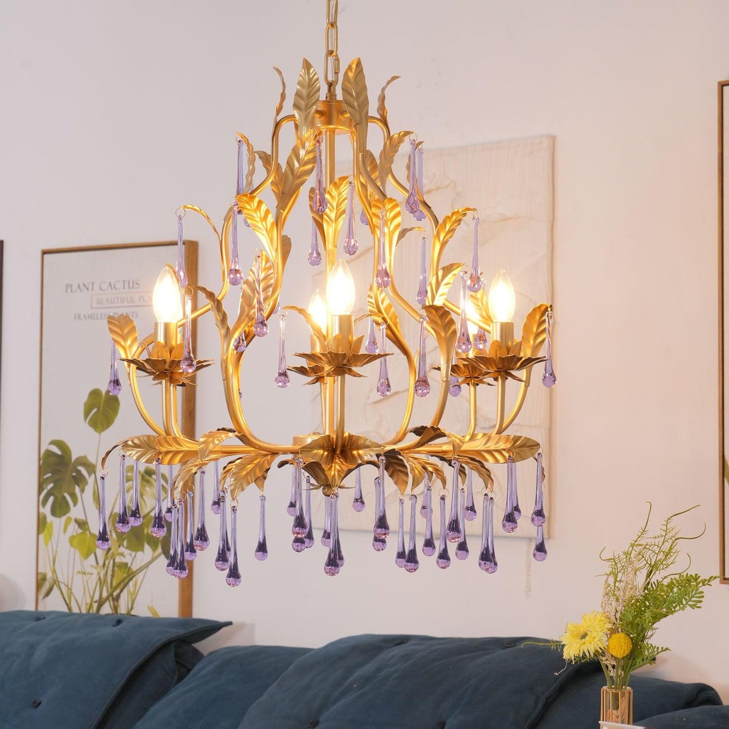 Amethyst Drops Crystal Chandelier - YIOSI