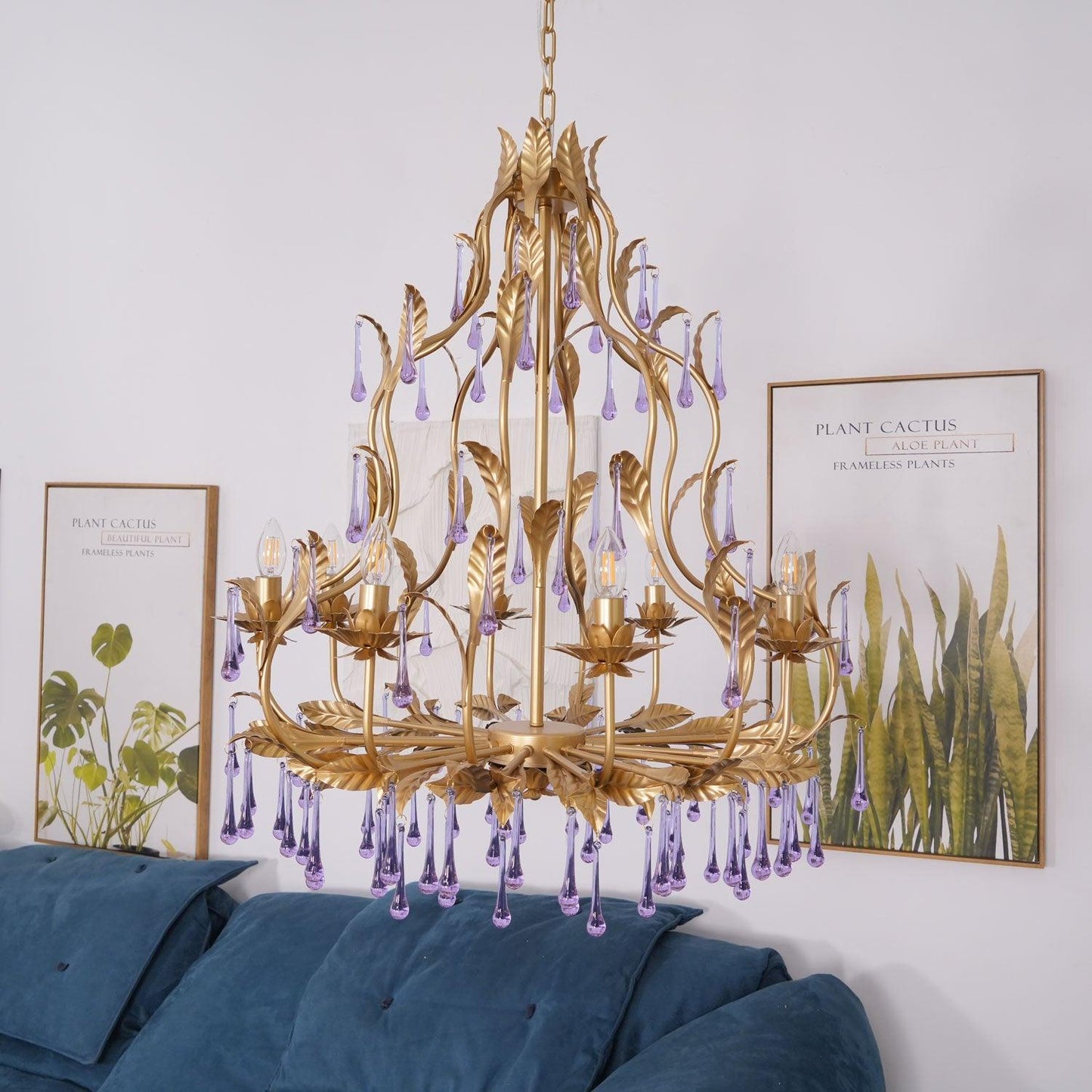 Amethyst Drops Crystal Chandelier - YIOSI