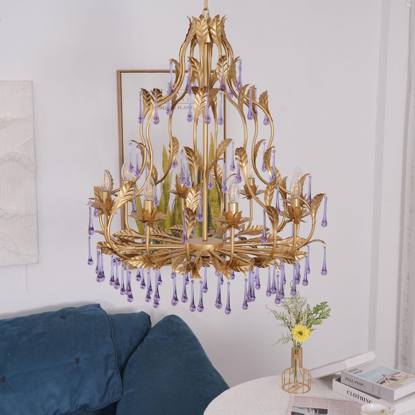 Amethyst Drops Crystal Chandelier - YIOSI