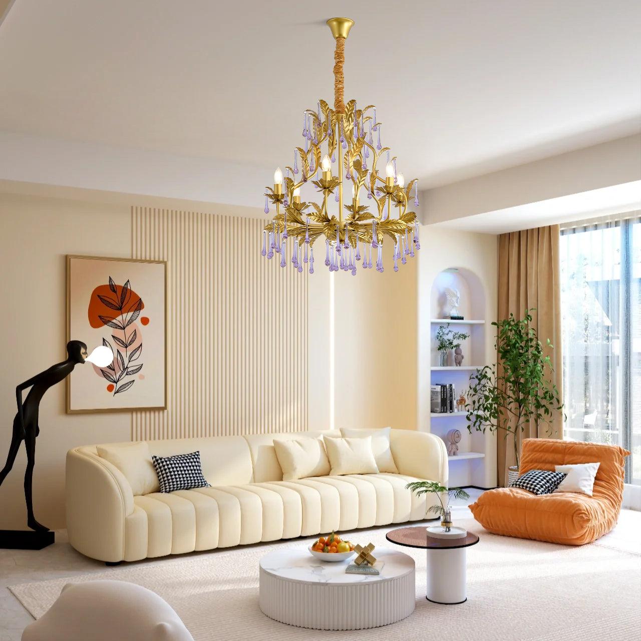 Amethyst Drops Crystal Chandelier - YIOSI