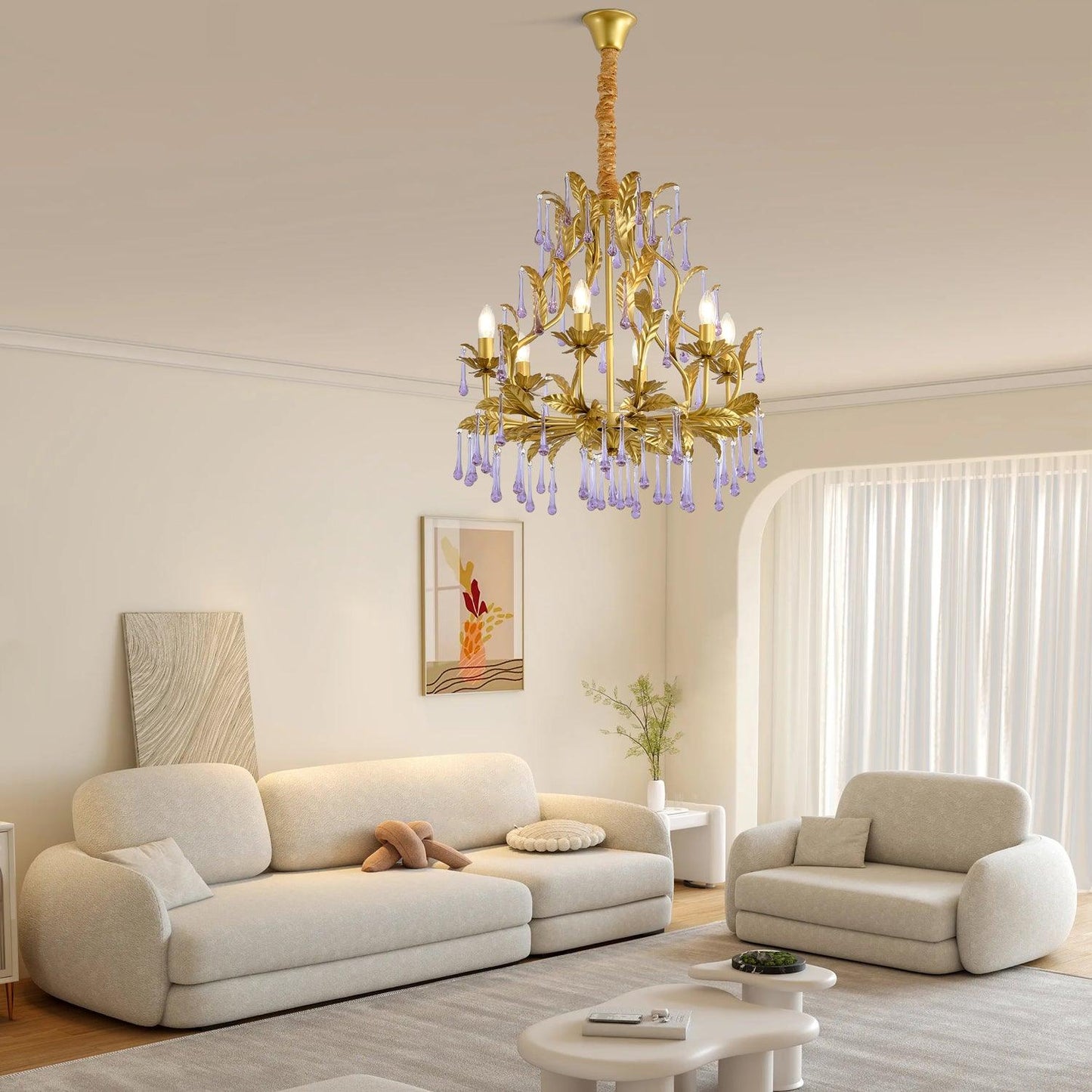 Amethyst Drops Crystal Chandelier - YIOSI