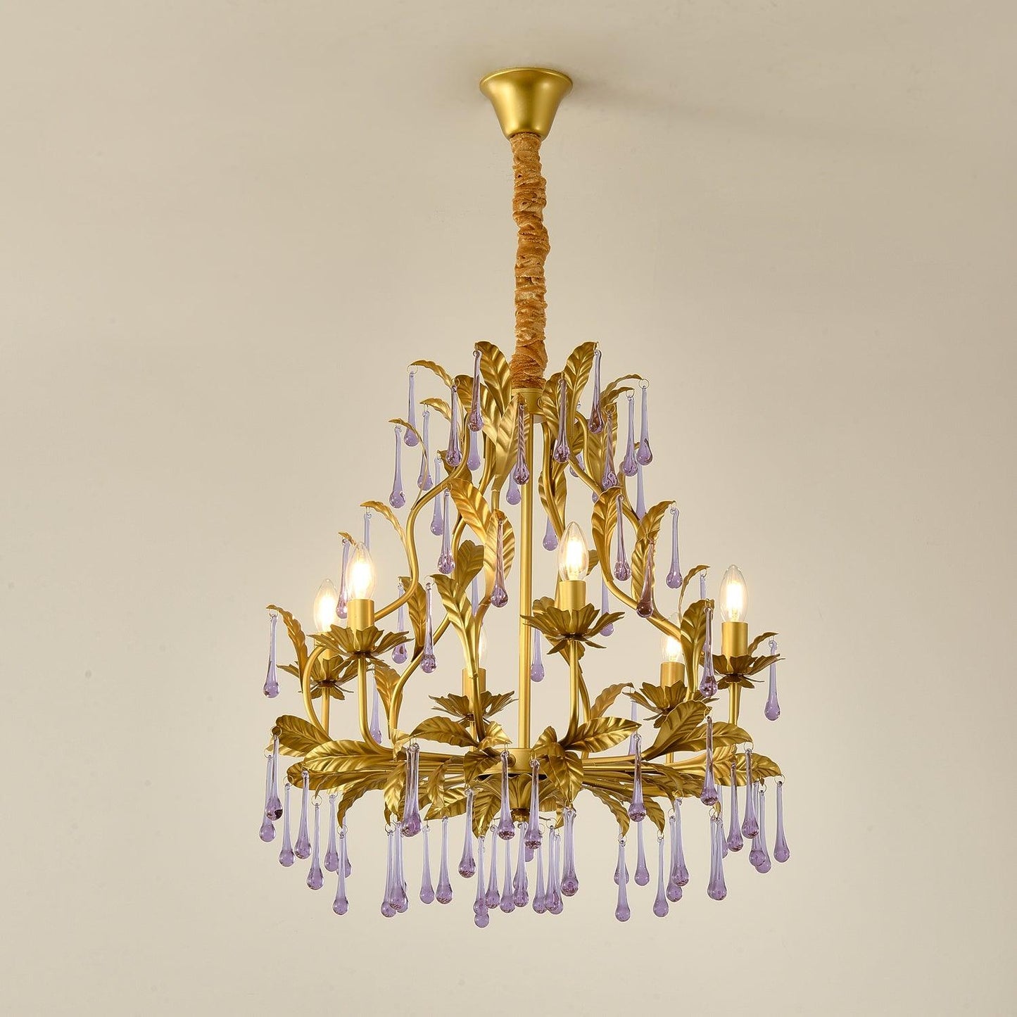 Amethyst Drops Crystal Chandelier - YIOSI