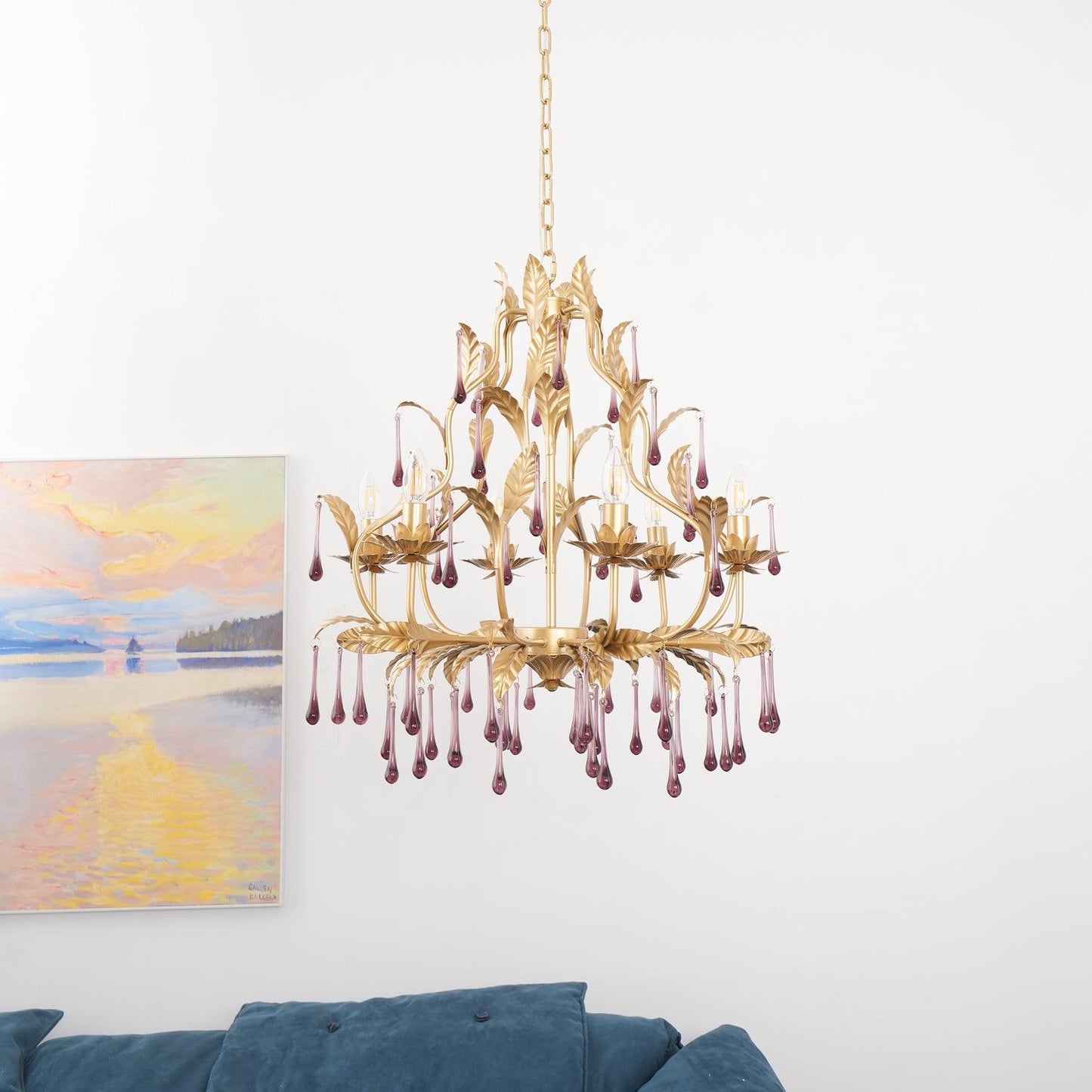 Amethyst Drops Crystal Chandelier - YIOSI