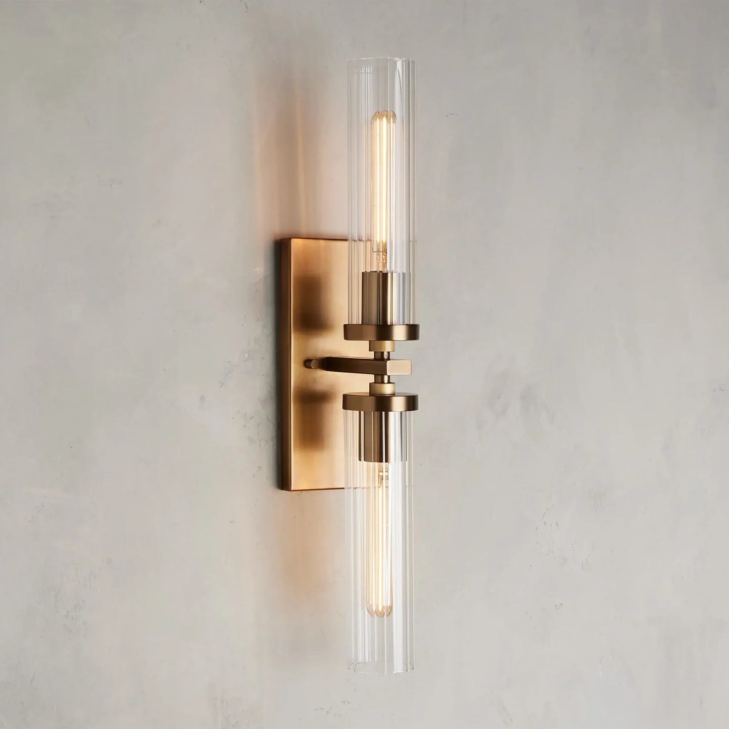 Andreas Double Sconce Vintage Brass Bronze Nickel Wall Light