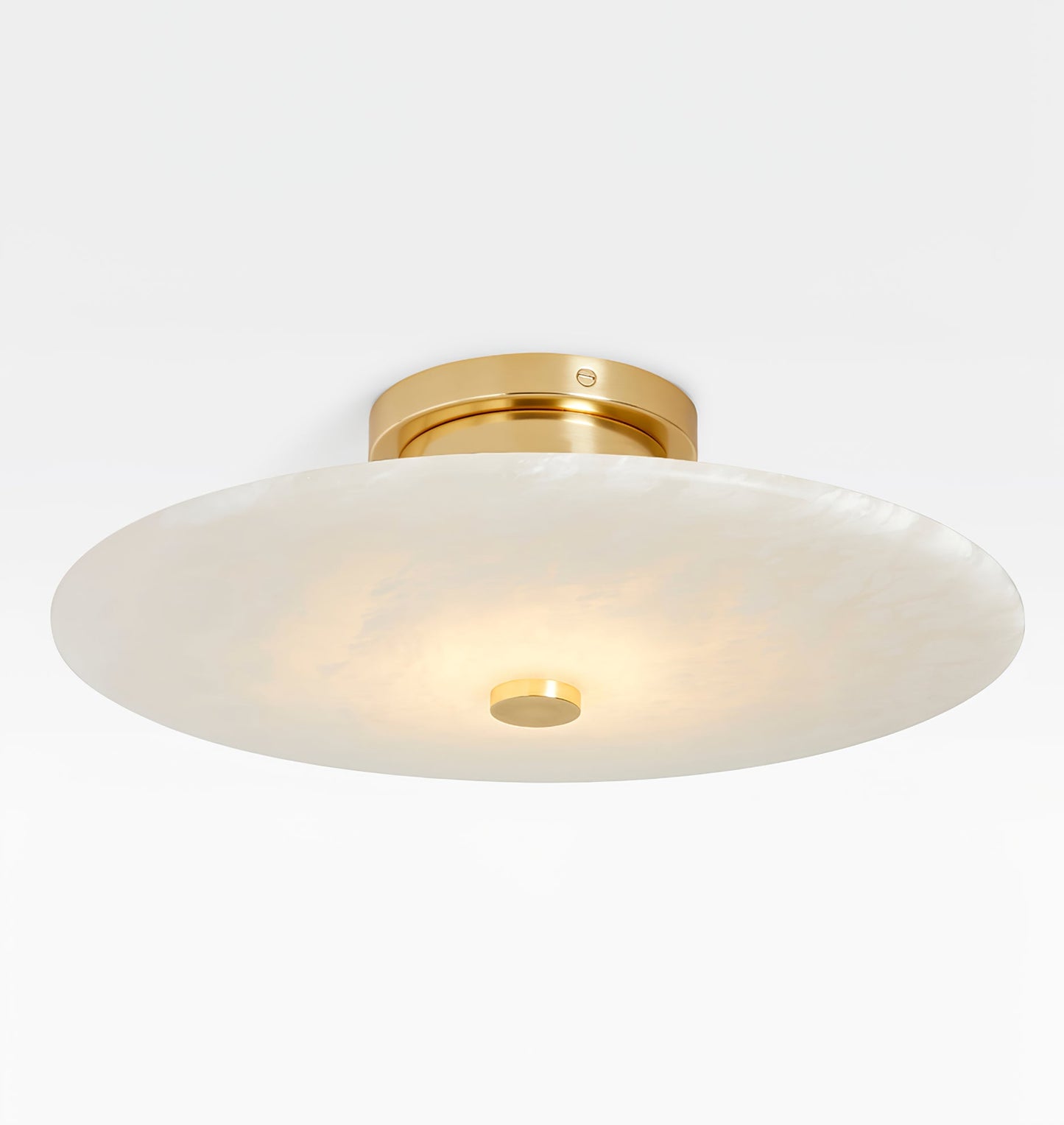 Ankeny Alabaster Brass & White Ceiling Lamp Warm Light