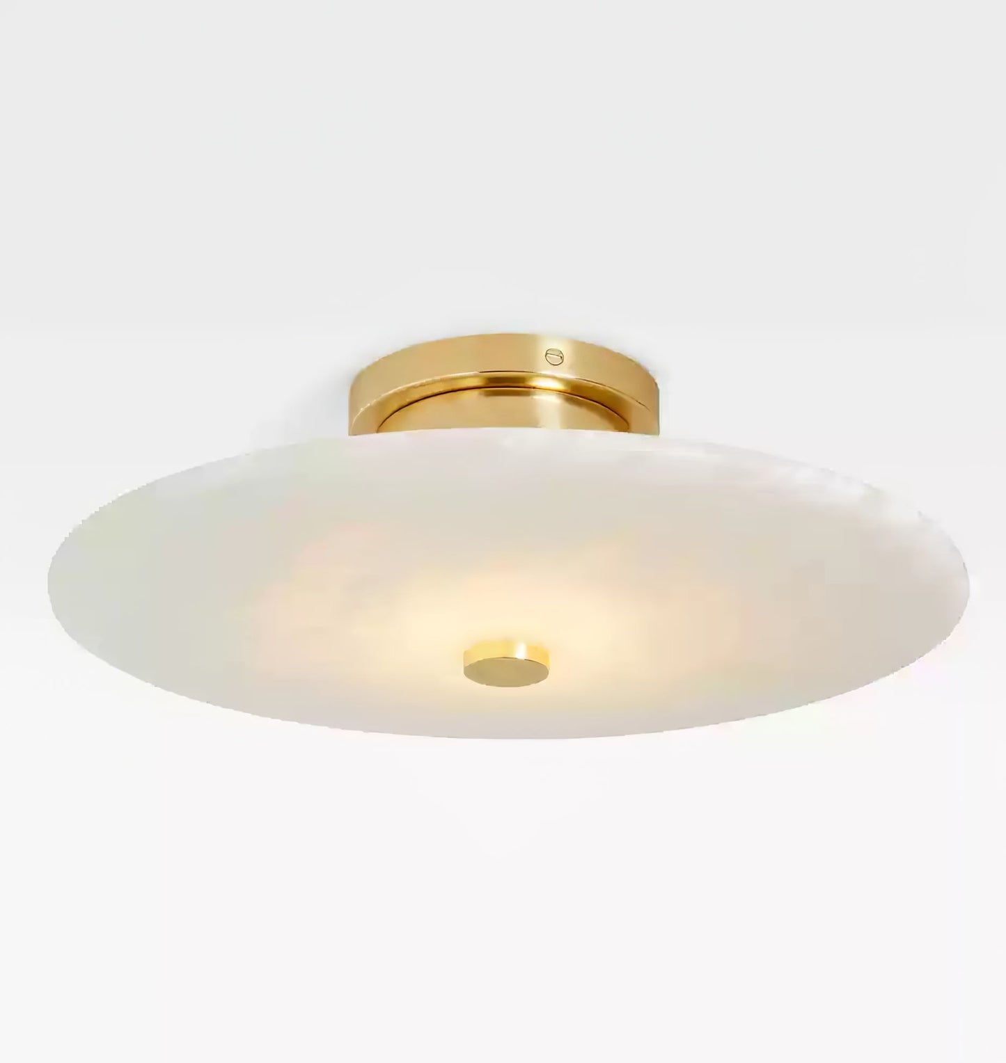 Ankeny Alabaster Brass & White Ceiling Lamp Warm Light