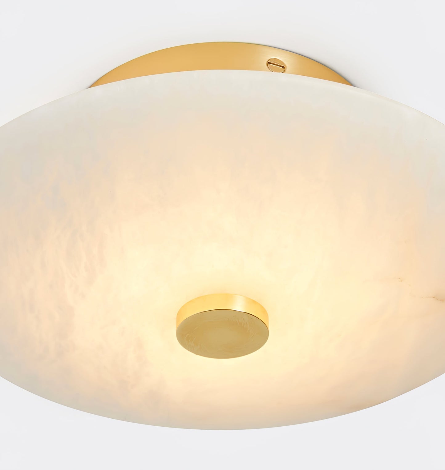 Ankeny Alabaster Brass & White Ceiling Lamp Warm Light
