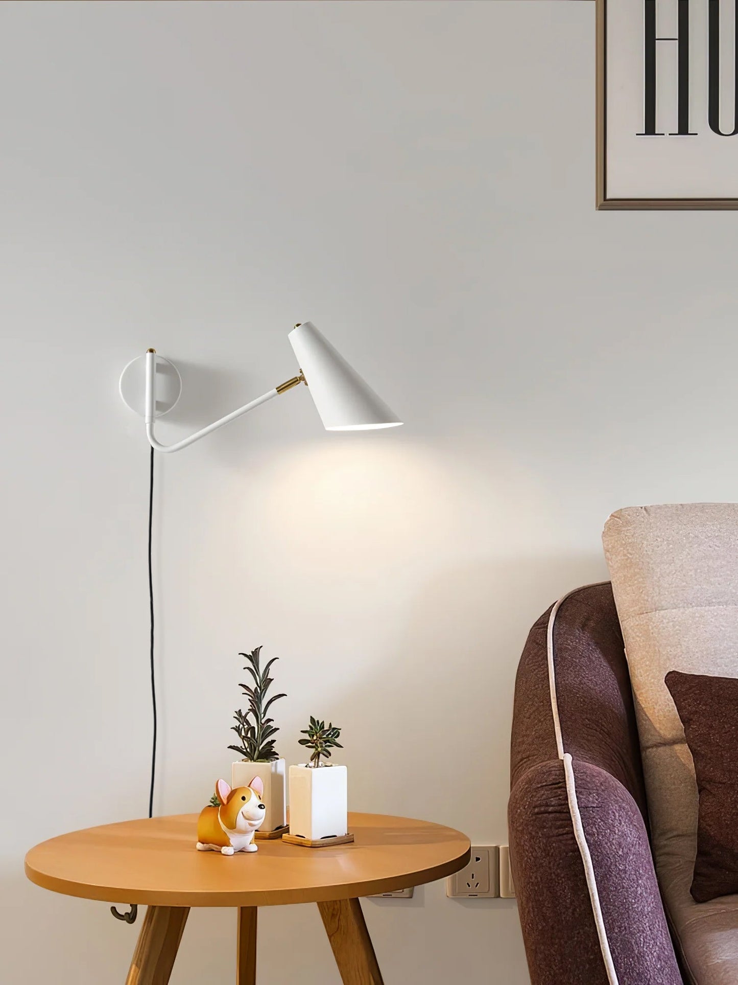 Apex Plug-in Wall Sconce with Adjustable Arm Black Brass Finish