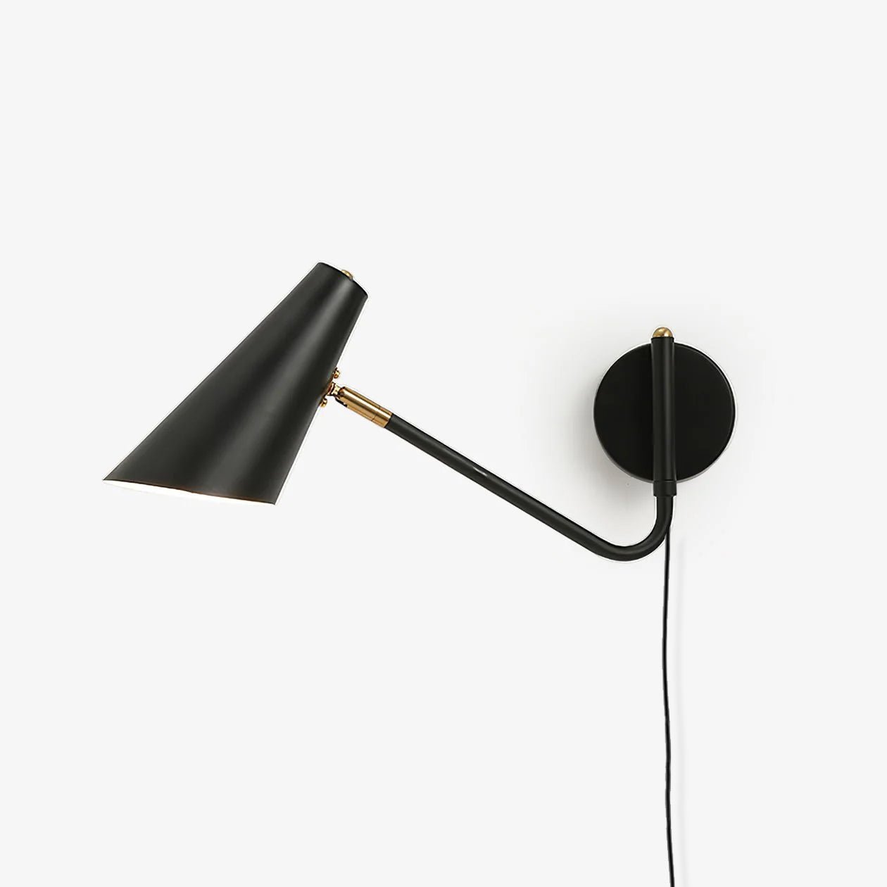Apex Plug-in Wall Sconce with Adjustable Arm Black Brass Finish