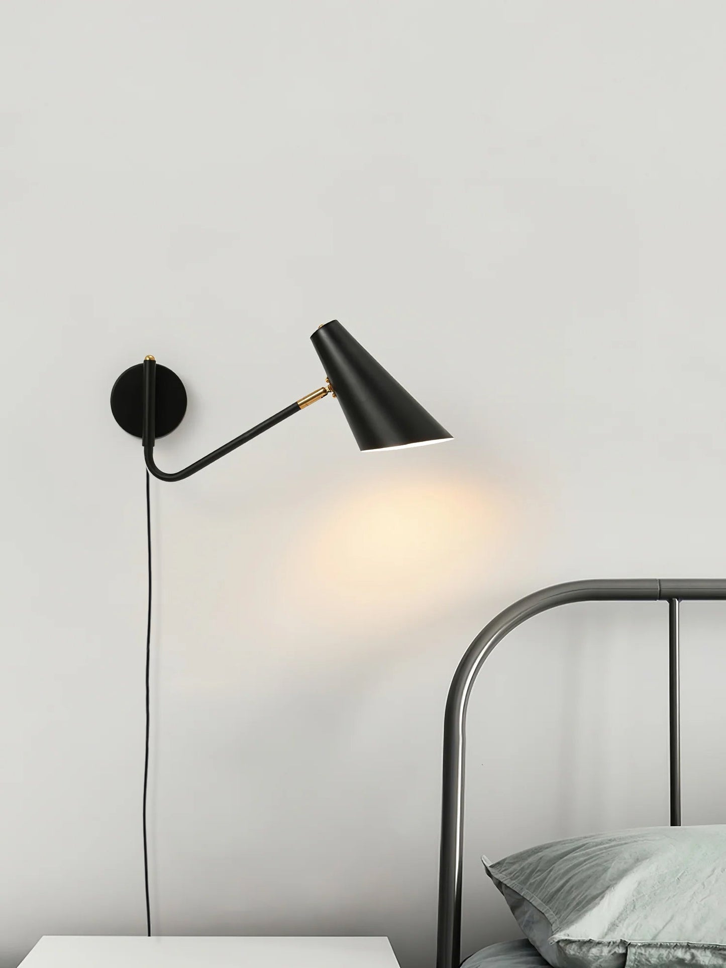 Apex Plug-in Wall Sconce with Adjustable Arm Black Brass Finish