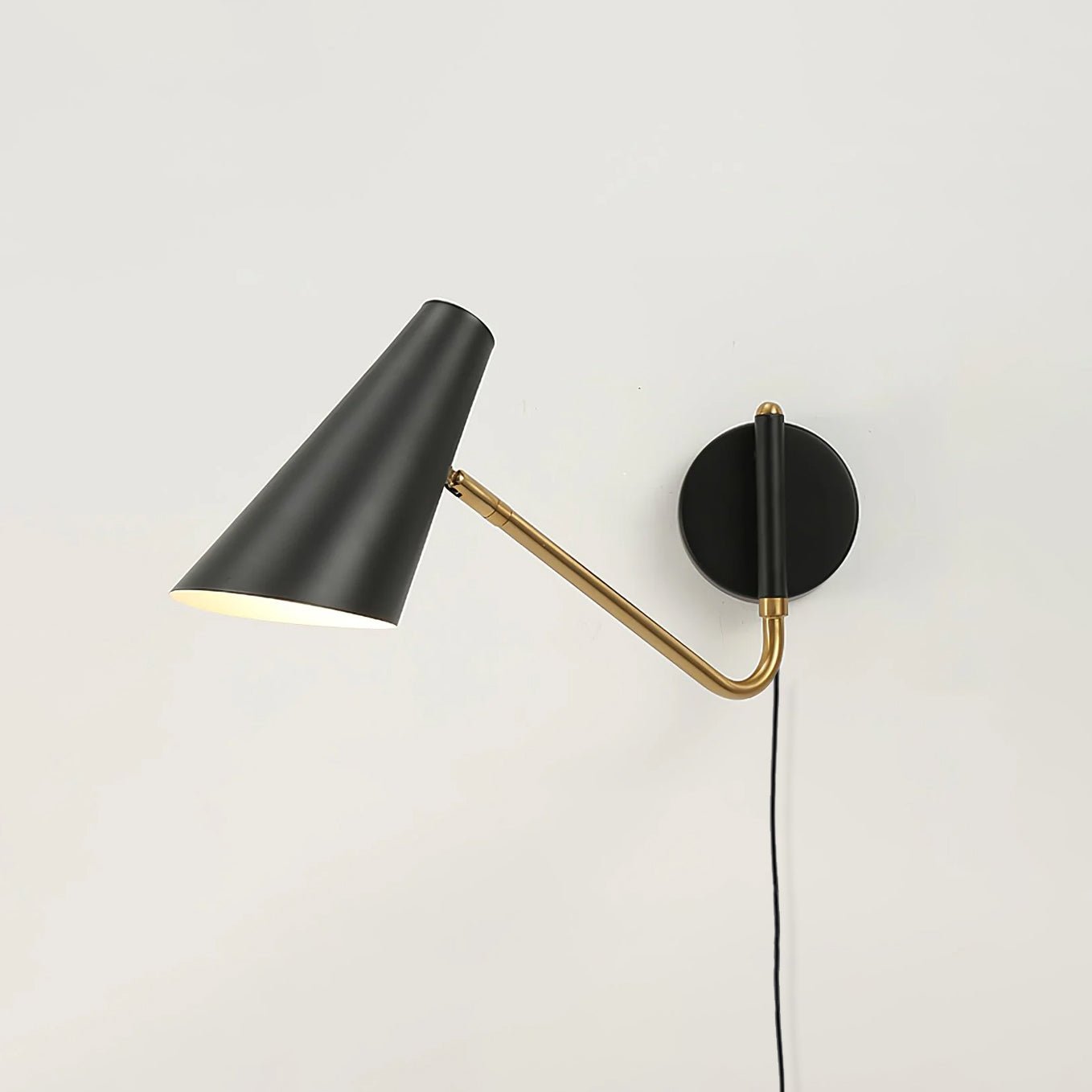 Apex Plug-in Wall Sconce with Adjustable Arm Black Brass Finish