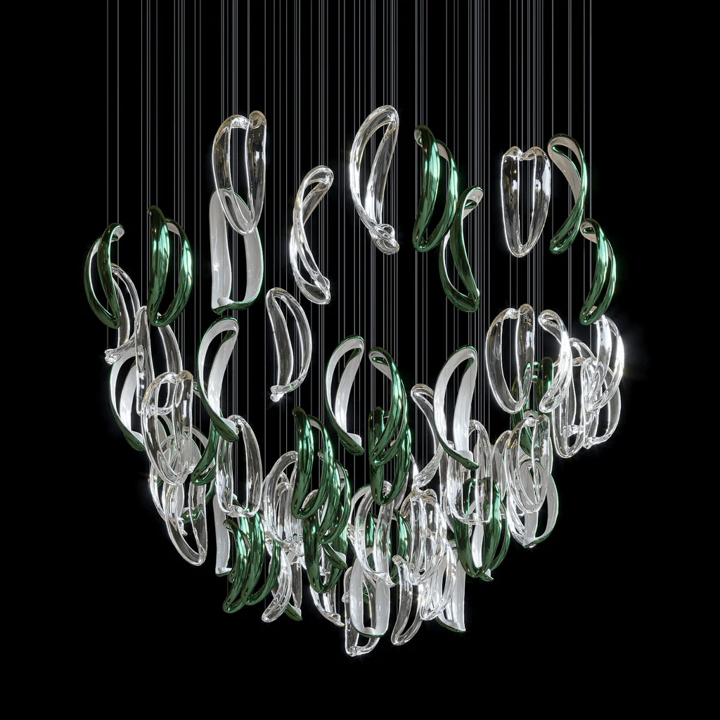Aqua Ripple Glass Art Customize Chandelier - YIOSI