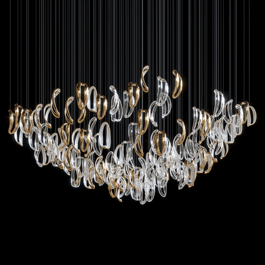 Aqua Ripple Glass Art Customize Chandelier - YIOSI