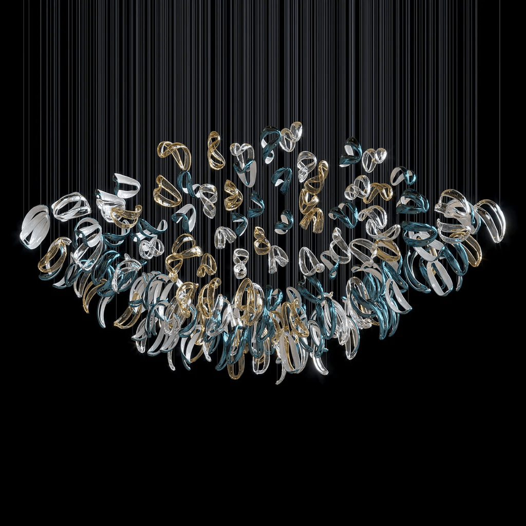 Aqua Ripple Glass Art Customize Chandelier - YIOSI