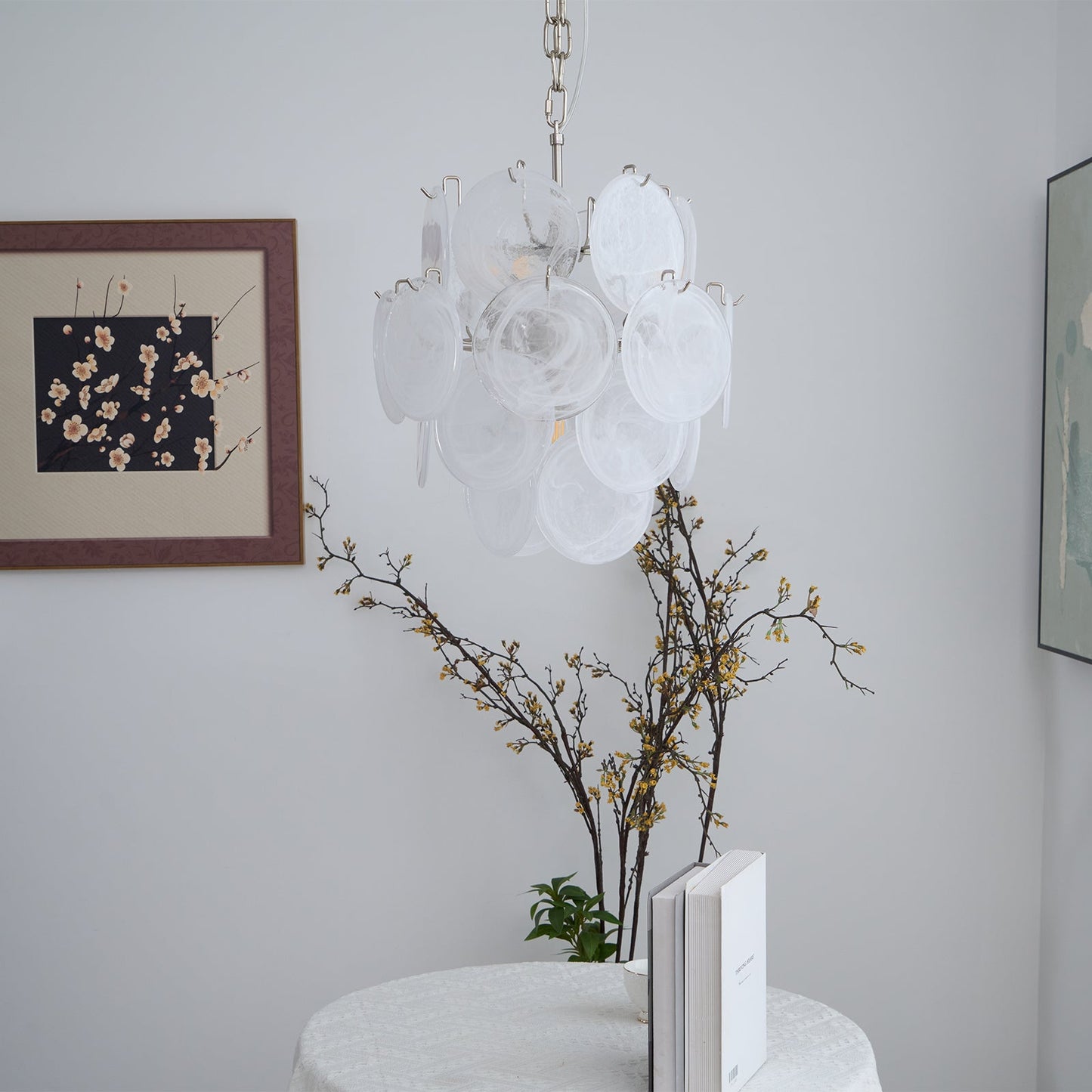 Aqua White Glass Murano Chandelier - YIOSI