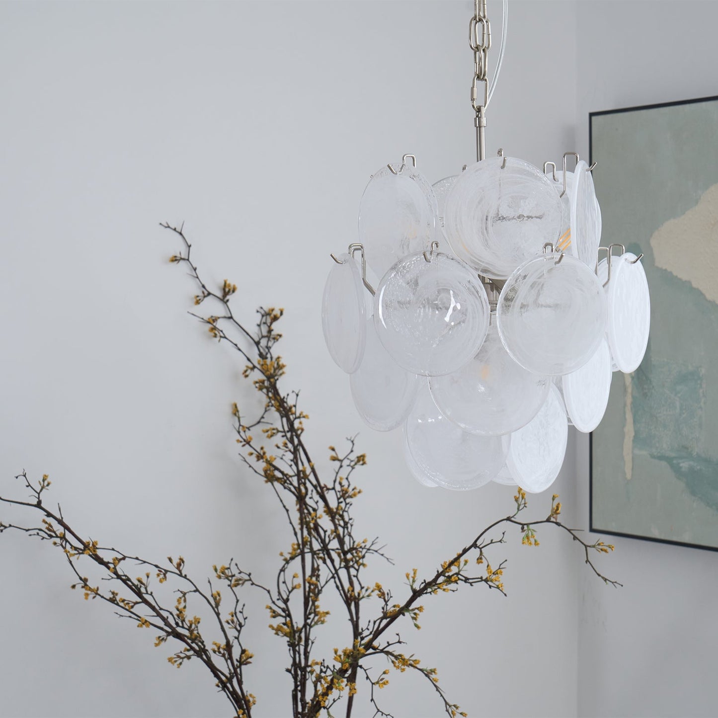 Aqua White Glass Murano Chandelier - YIOSI