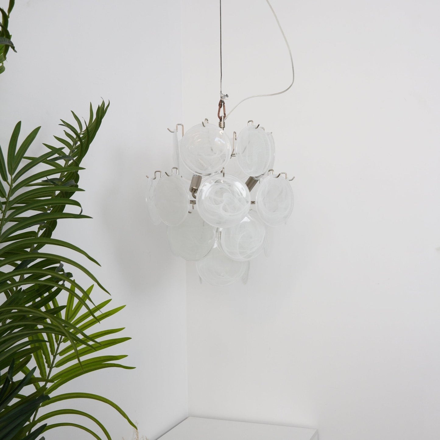 Aqua White Glass Murano Chandelier - YIOSI