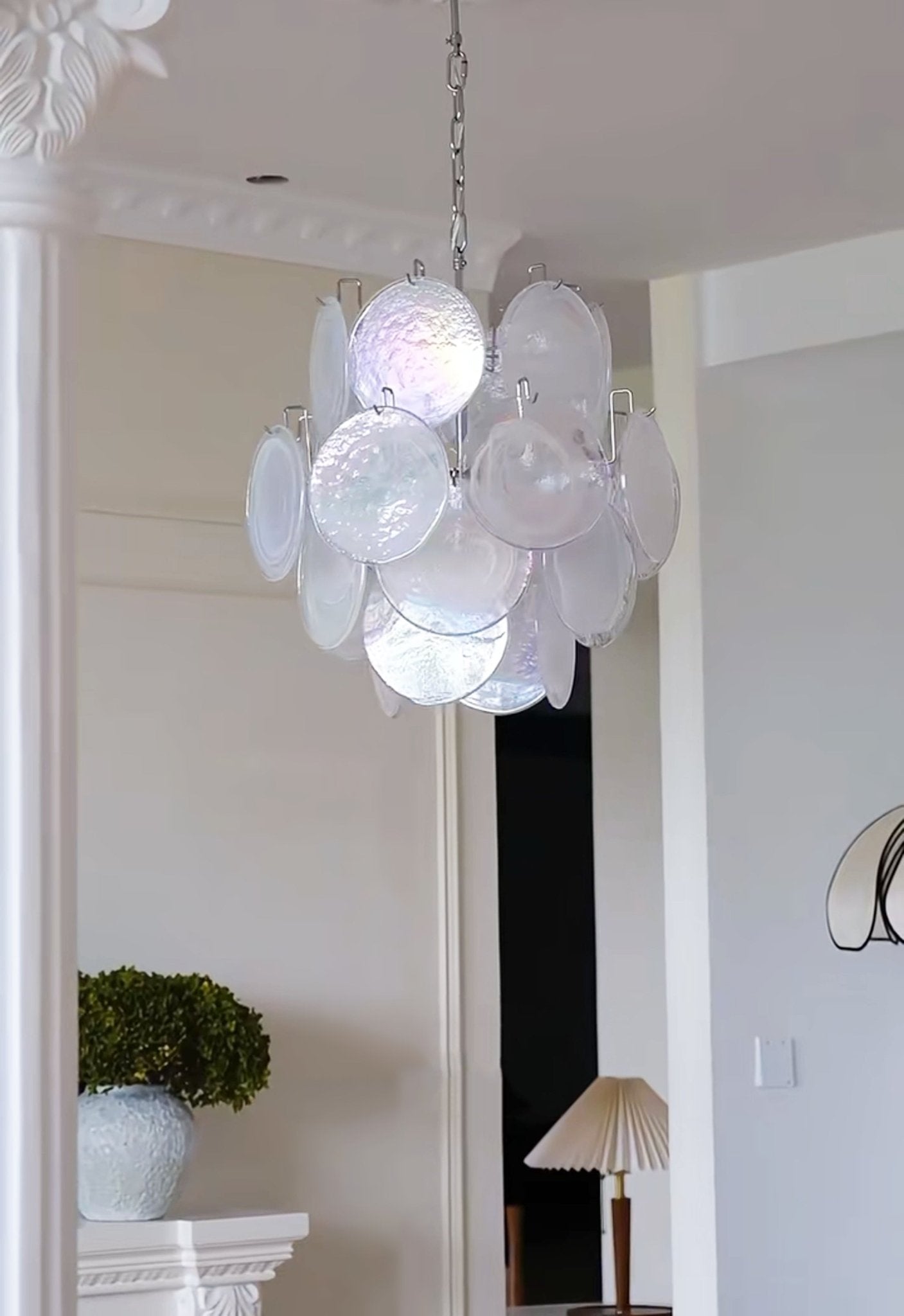 Aqua White Glass Murano Chandelier - YIOSI