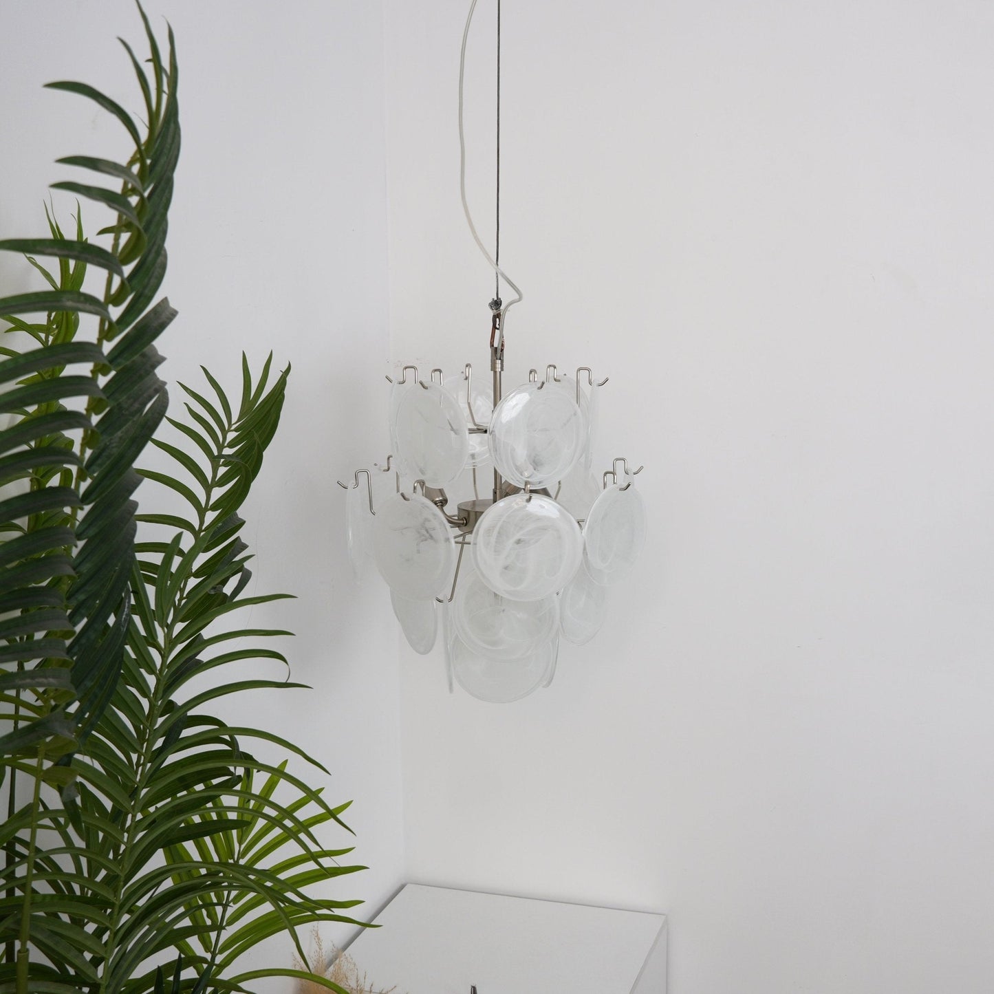 Aqua White Glass Murano Chandelier - YIOSI