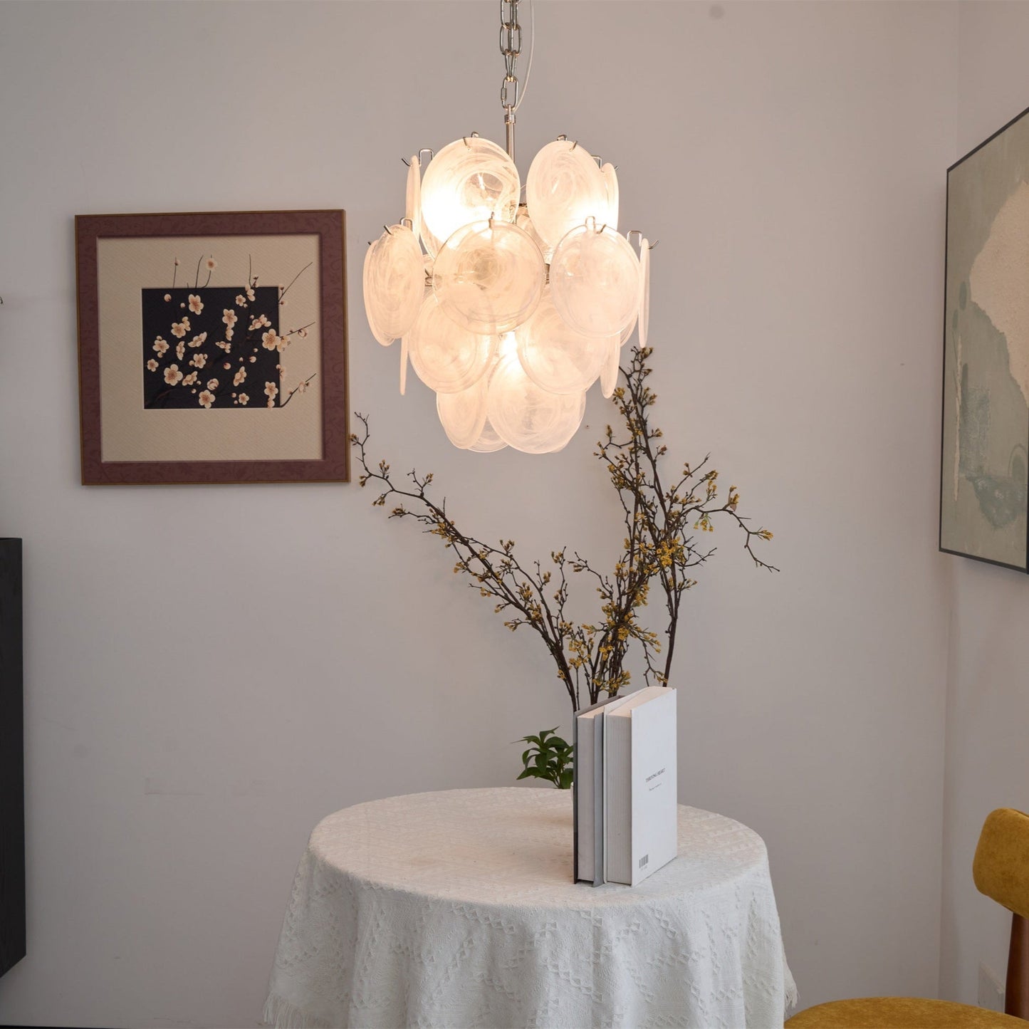 Aqua White Glass Murano Chandelier - YIOSI