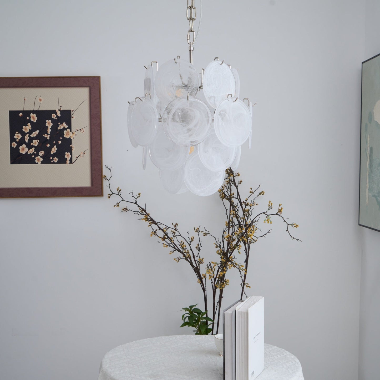 Aqua White Glass Murano Chandelier - YIOSI