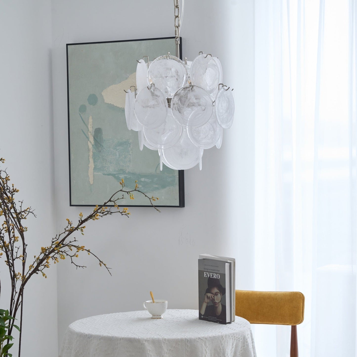 Aqua White Glass Murano Chandelier - YIOSI