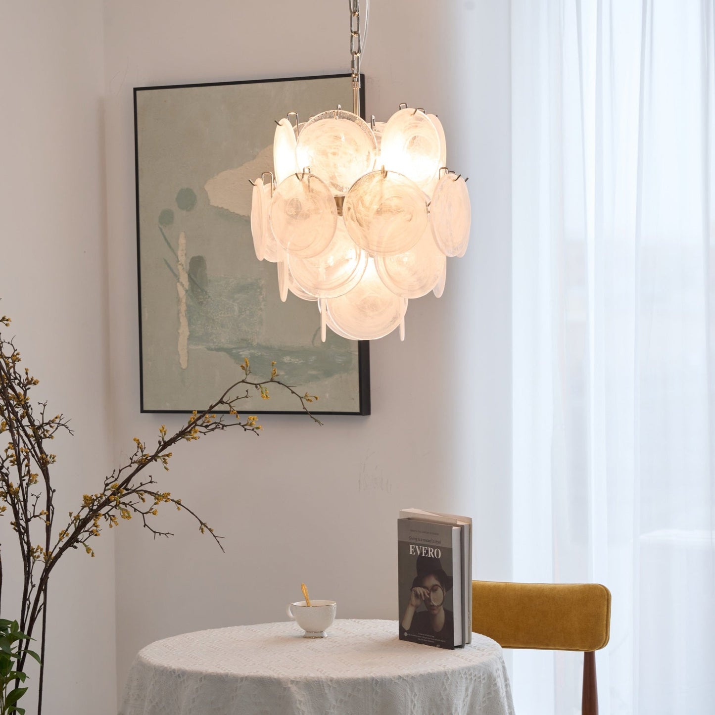 Aqua White Glass Murano Chandelier - YIOSI