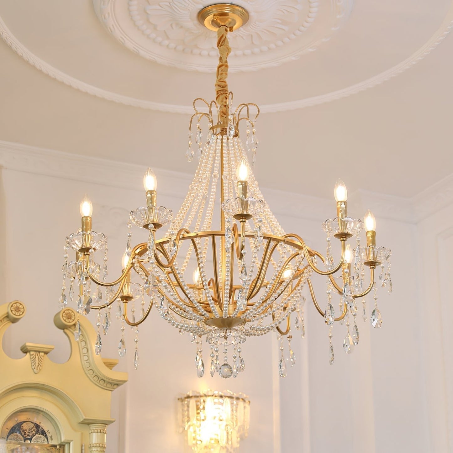 Arcadia Gold Crystal Chandelier with Multi-Head Luxurious Elegance