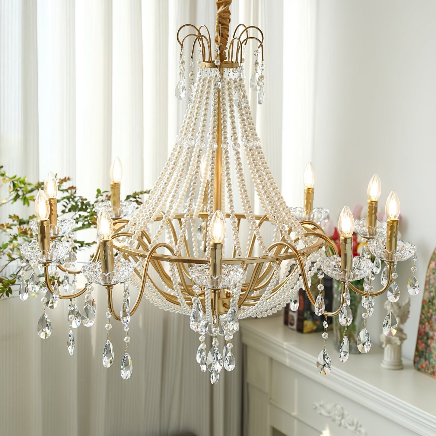 Arcadia Gold Crystal Chandelier with Multi-Head Luxurious Elegance