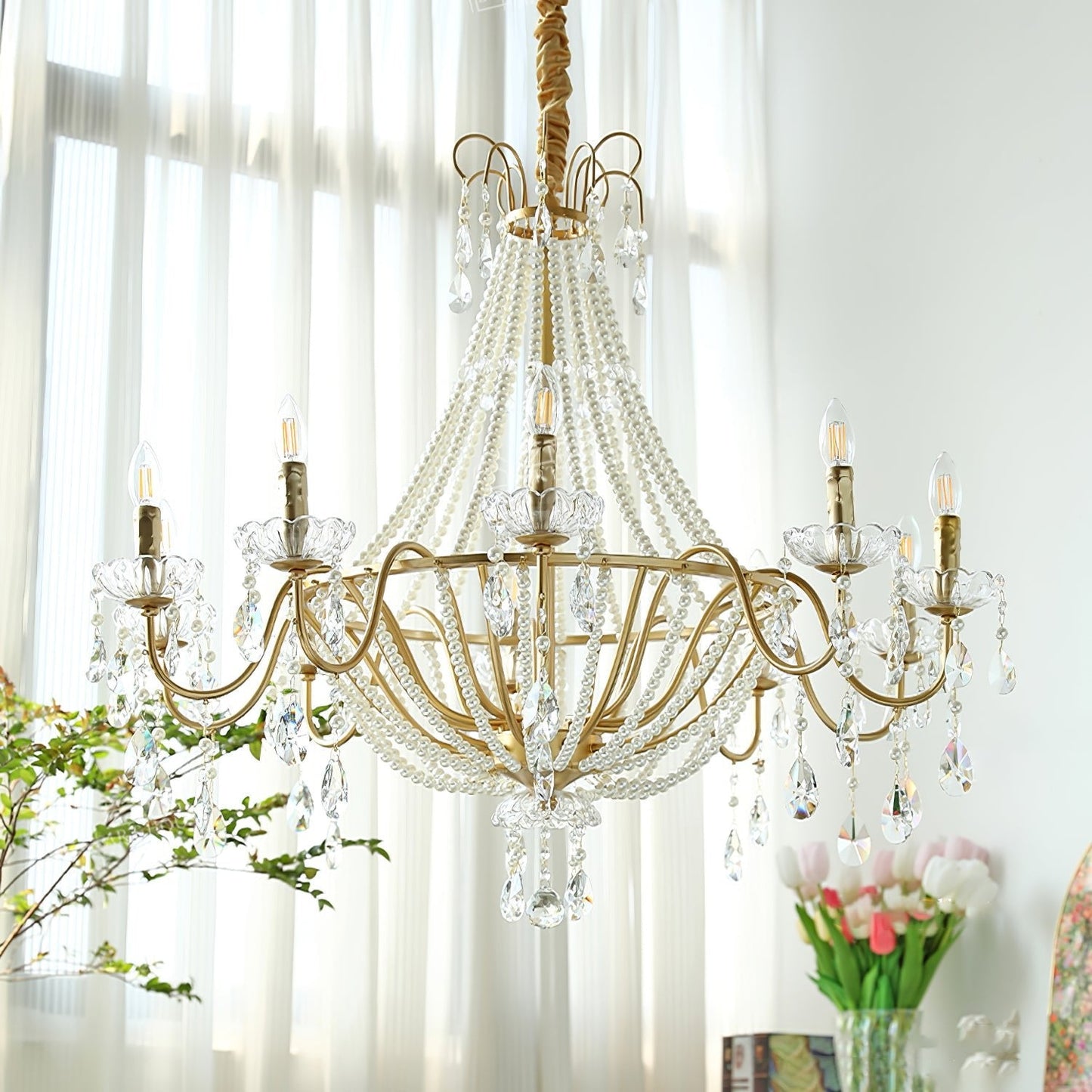 Arcadia Gold Crystal Chandelier with Multi-Head Luxurious Elegance