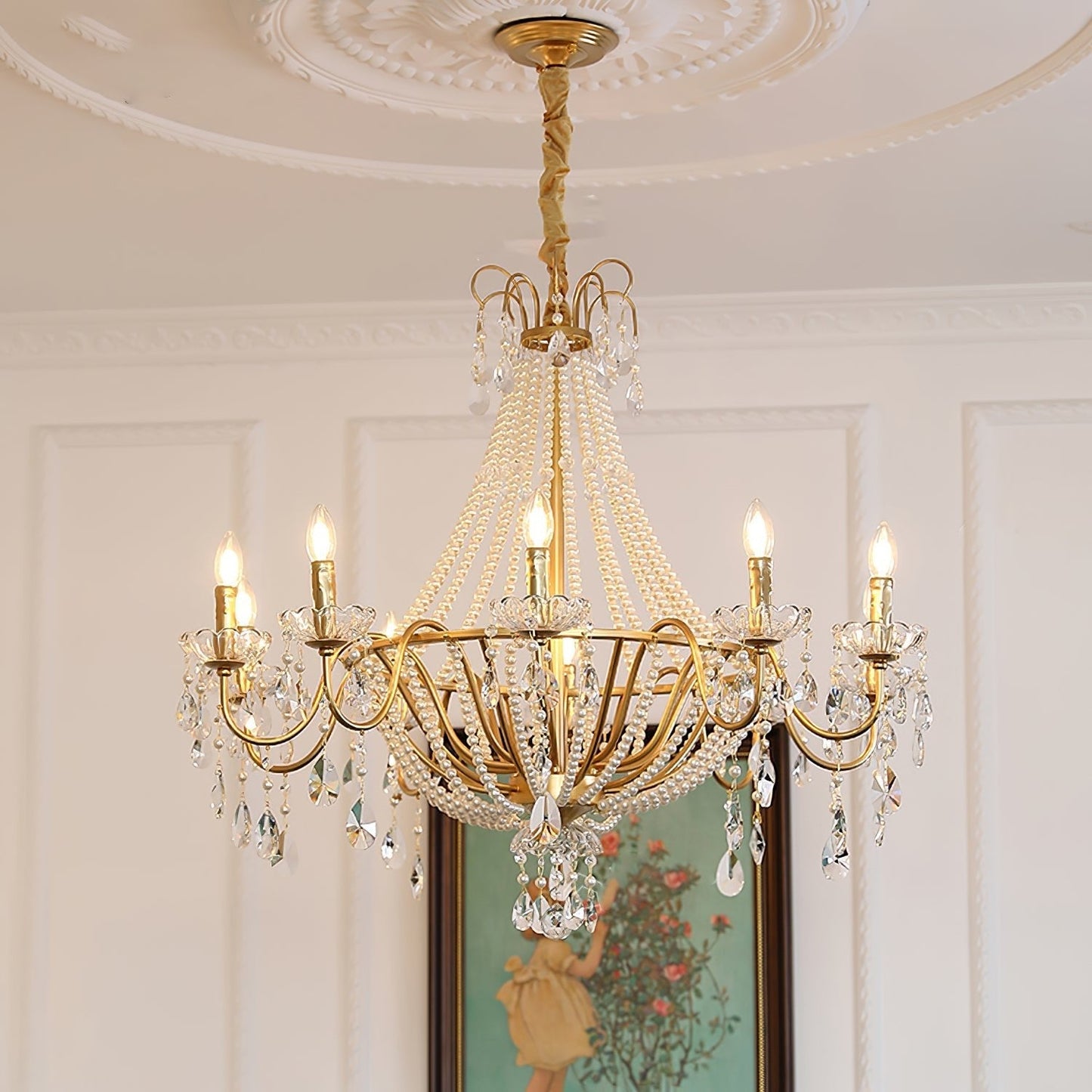 Arcadia Gold Crystal Chandelier with Multi-Head Luxurious Elegance