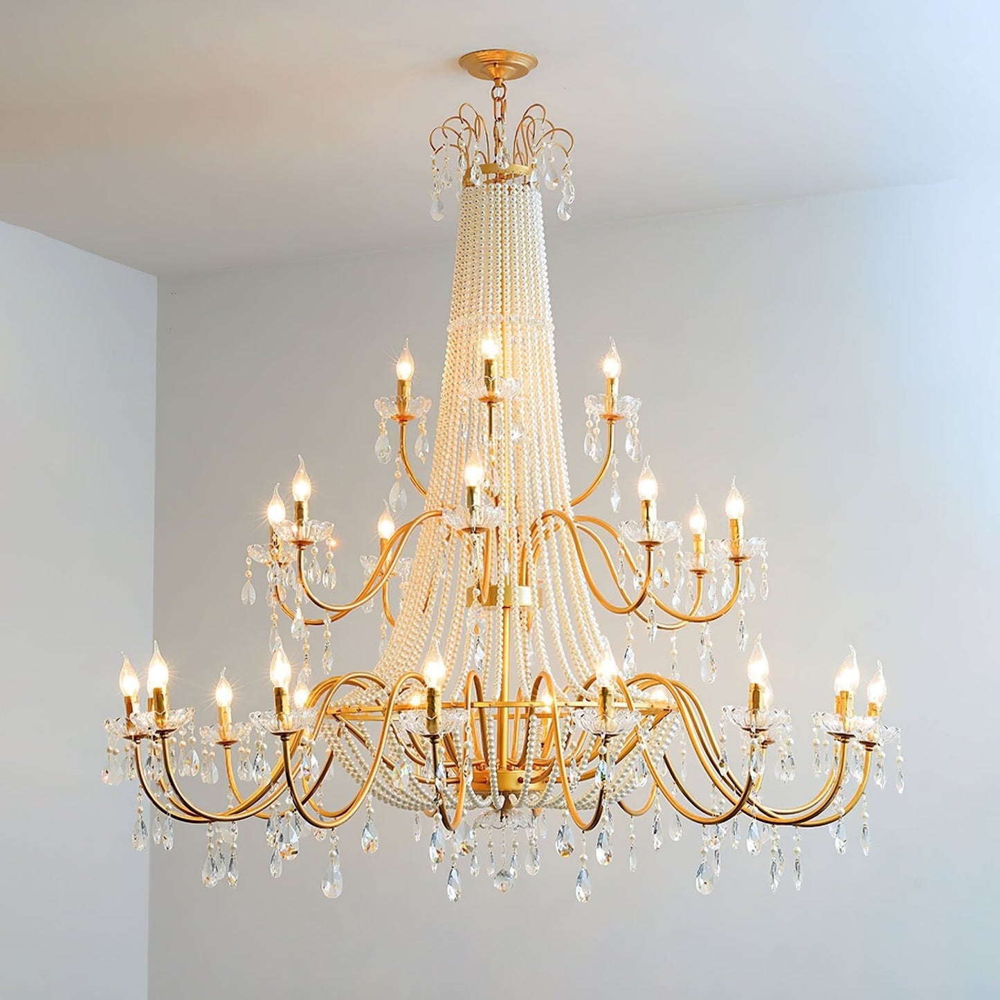 Arcadia Gold Crystal Chandelier with Multi-Head Luxurious Elegance