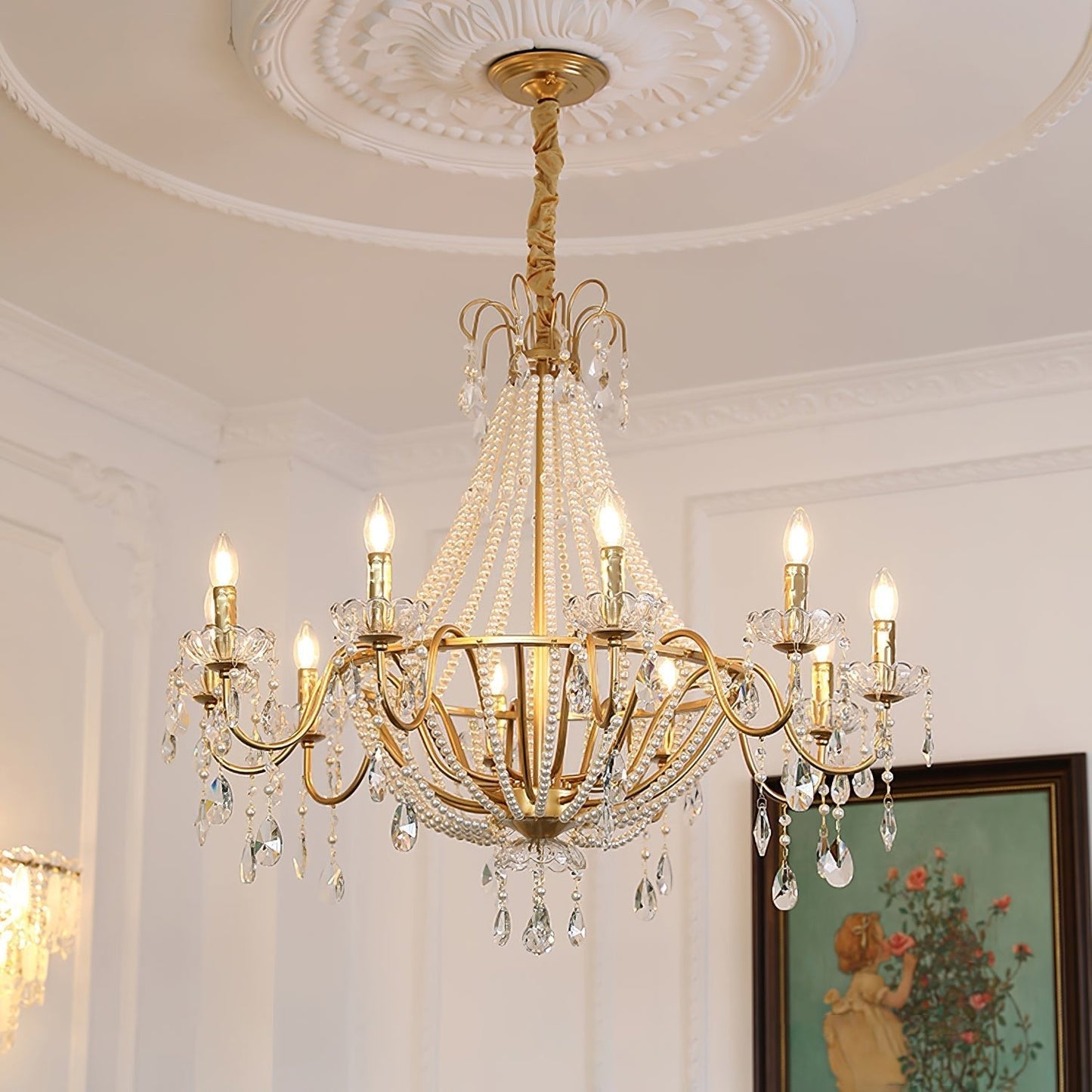 Arcadia Gold Crystal Chandelier with Multi-Head Luxurious Elegance
