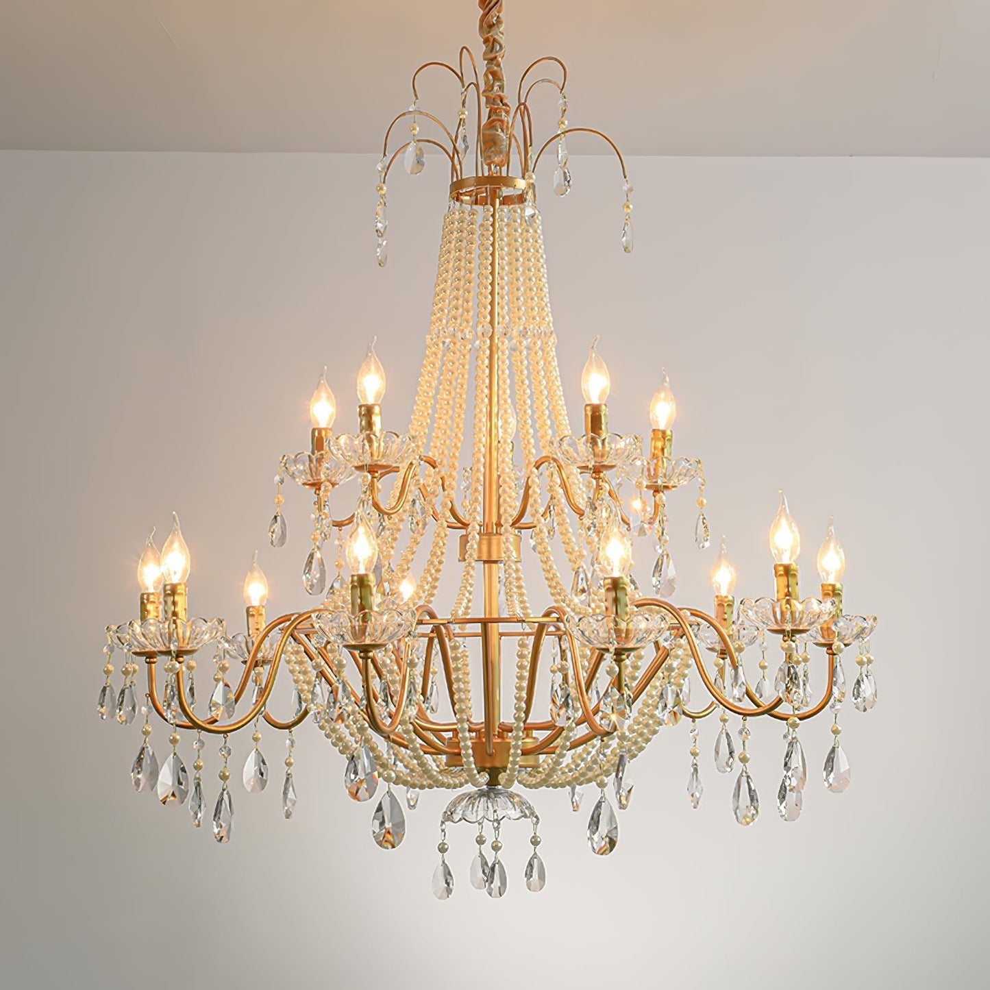 Arcadia Gold Crystal Chandelier with Multi-Head Luxurious Elegance