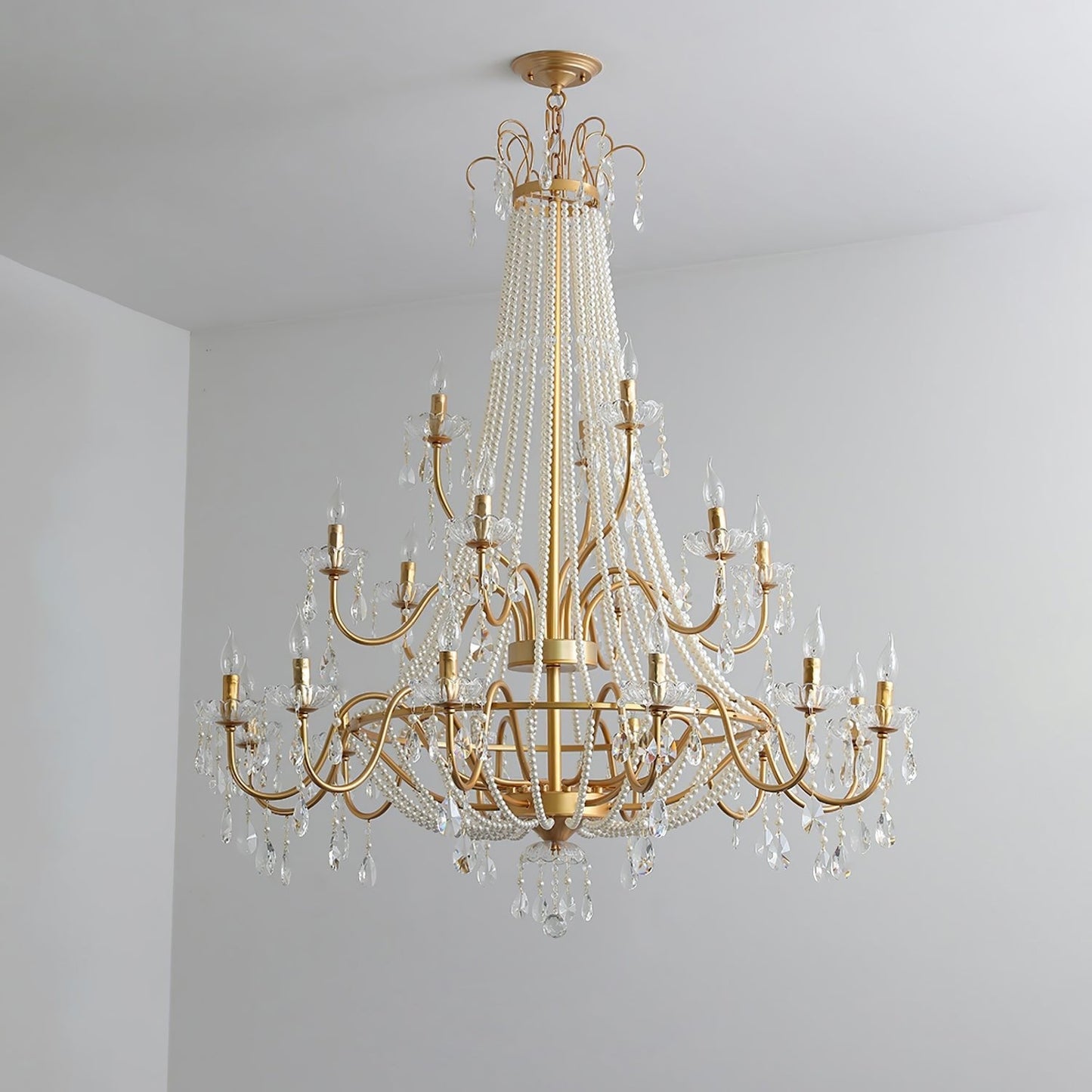 Arcadia Gold Crystal Chandelier with Multi-Head Luxurious Elegance