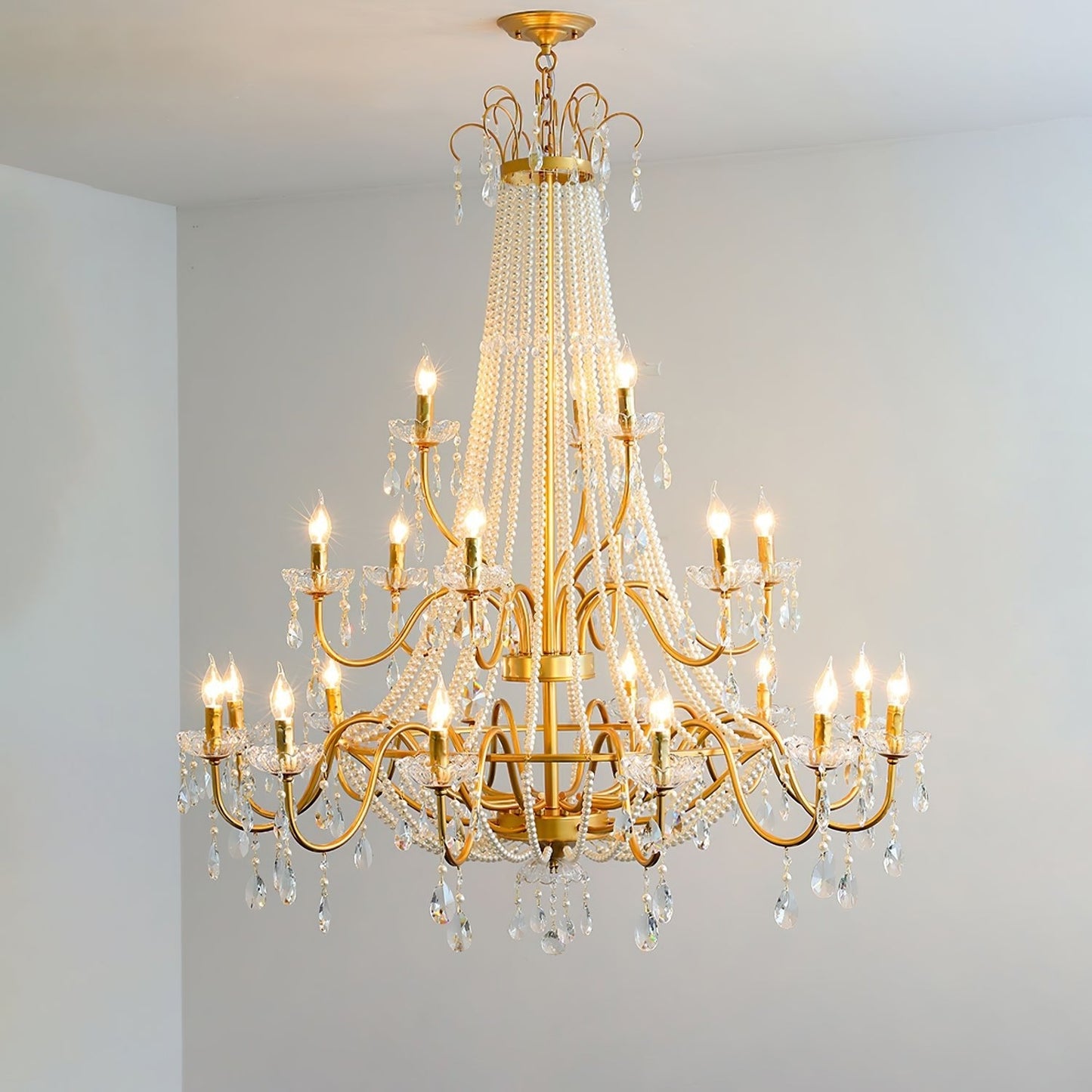 Arcadia Gold Crystal Chandelier with Multi-Head Luxurious Elegance