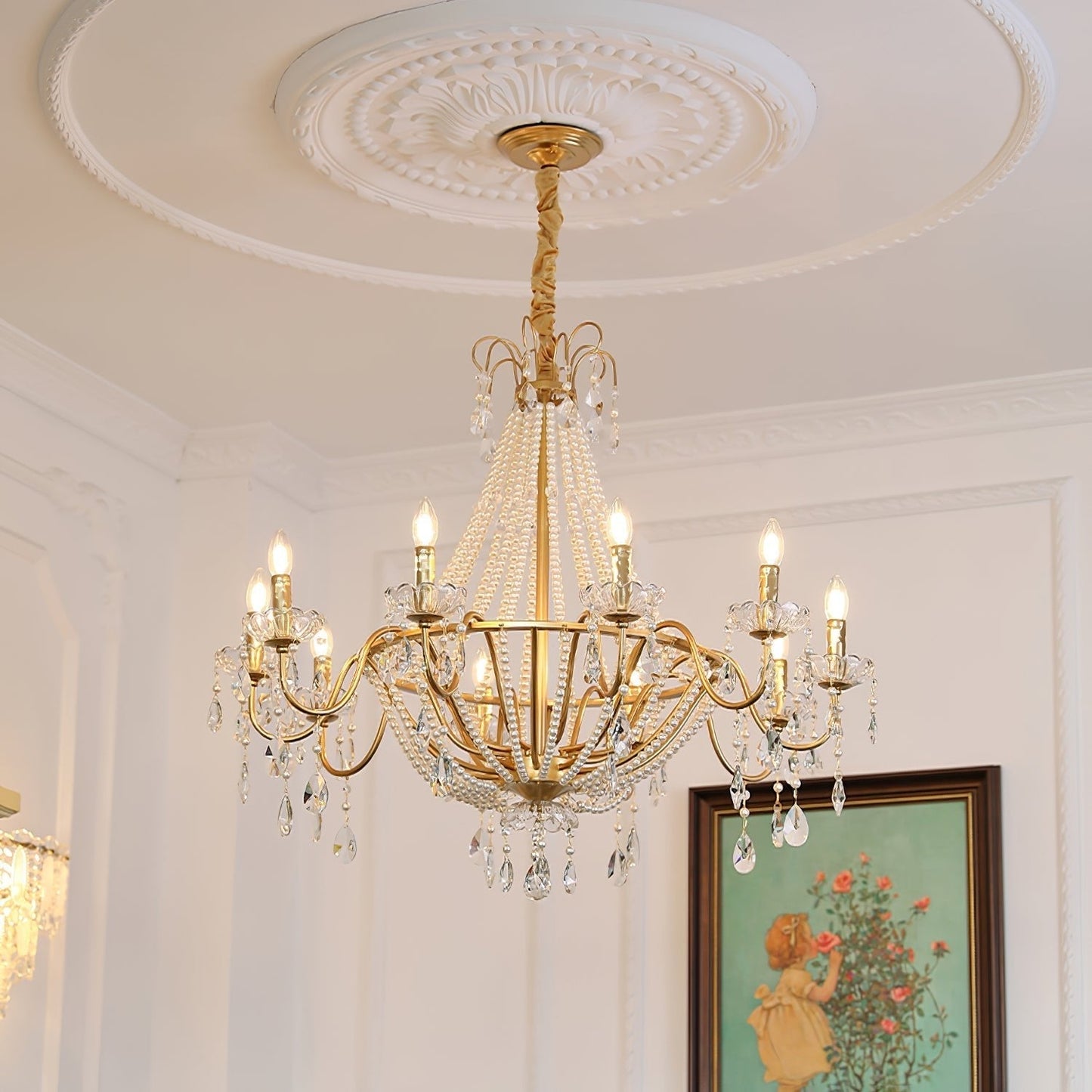Arcadia Gold Crystal Chandelier with Multi-Head Luxurious Elegance