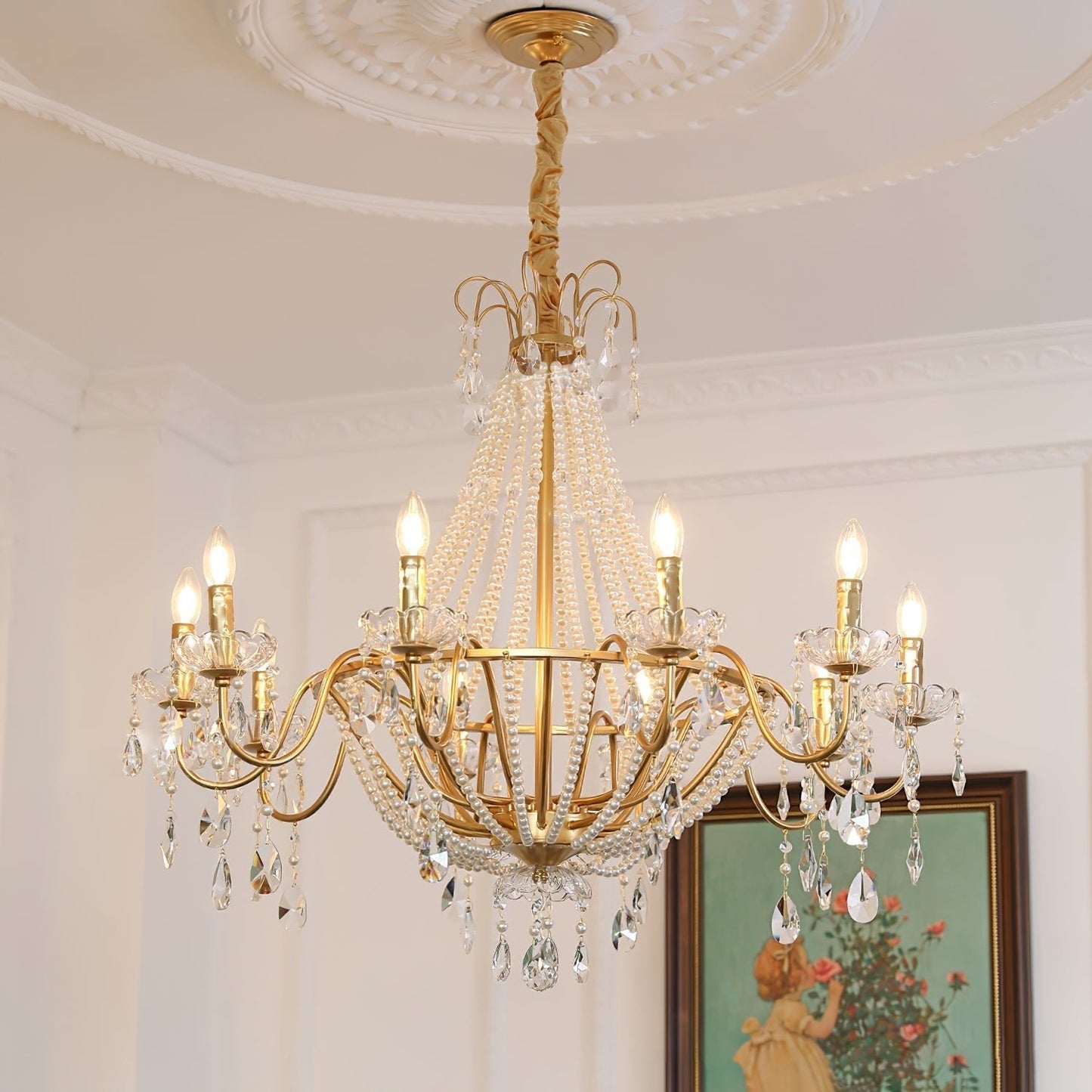 Arcadia Gold Crystal Chandelier with Multi-Head Luxurious Elegance
